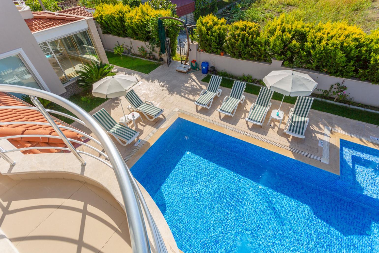 View of pool from balcony