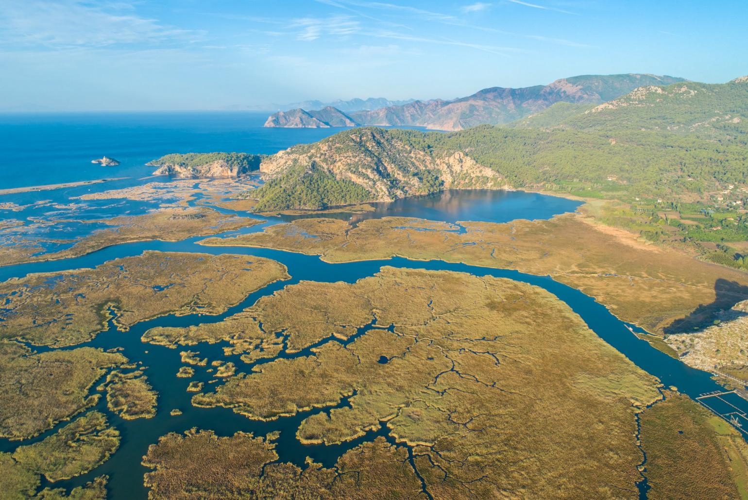 Aerial view of Dalyan canal