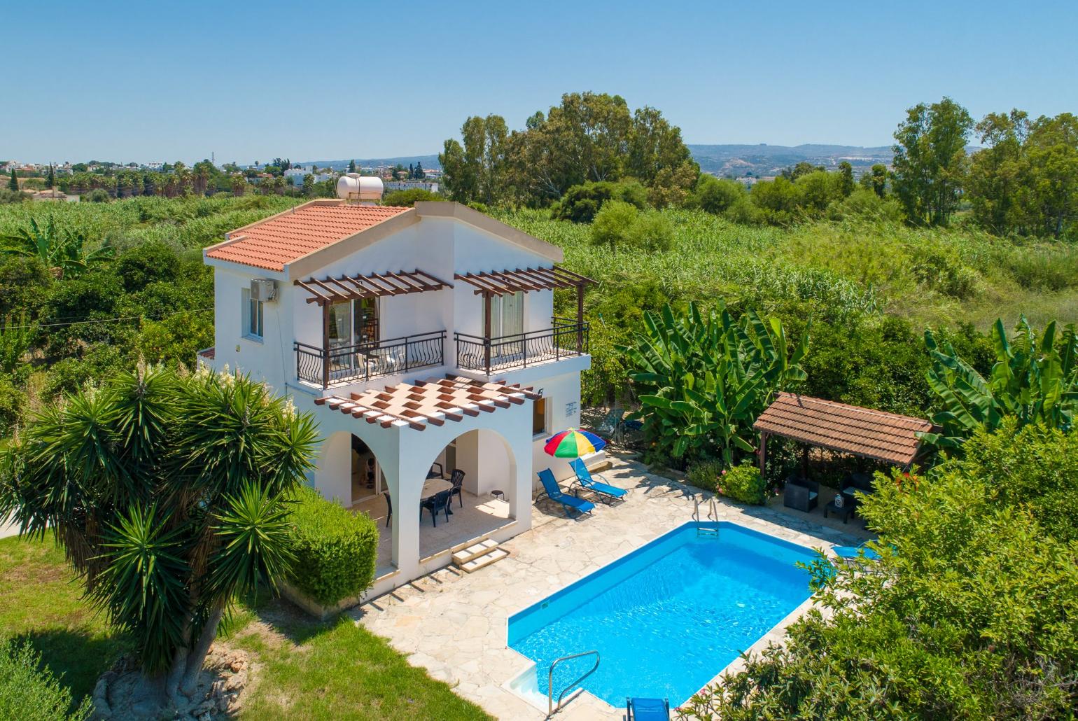 Aerial view of Sun Beach Villa Thio