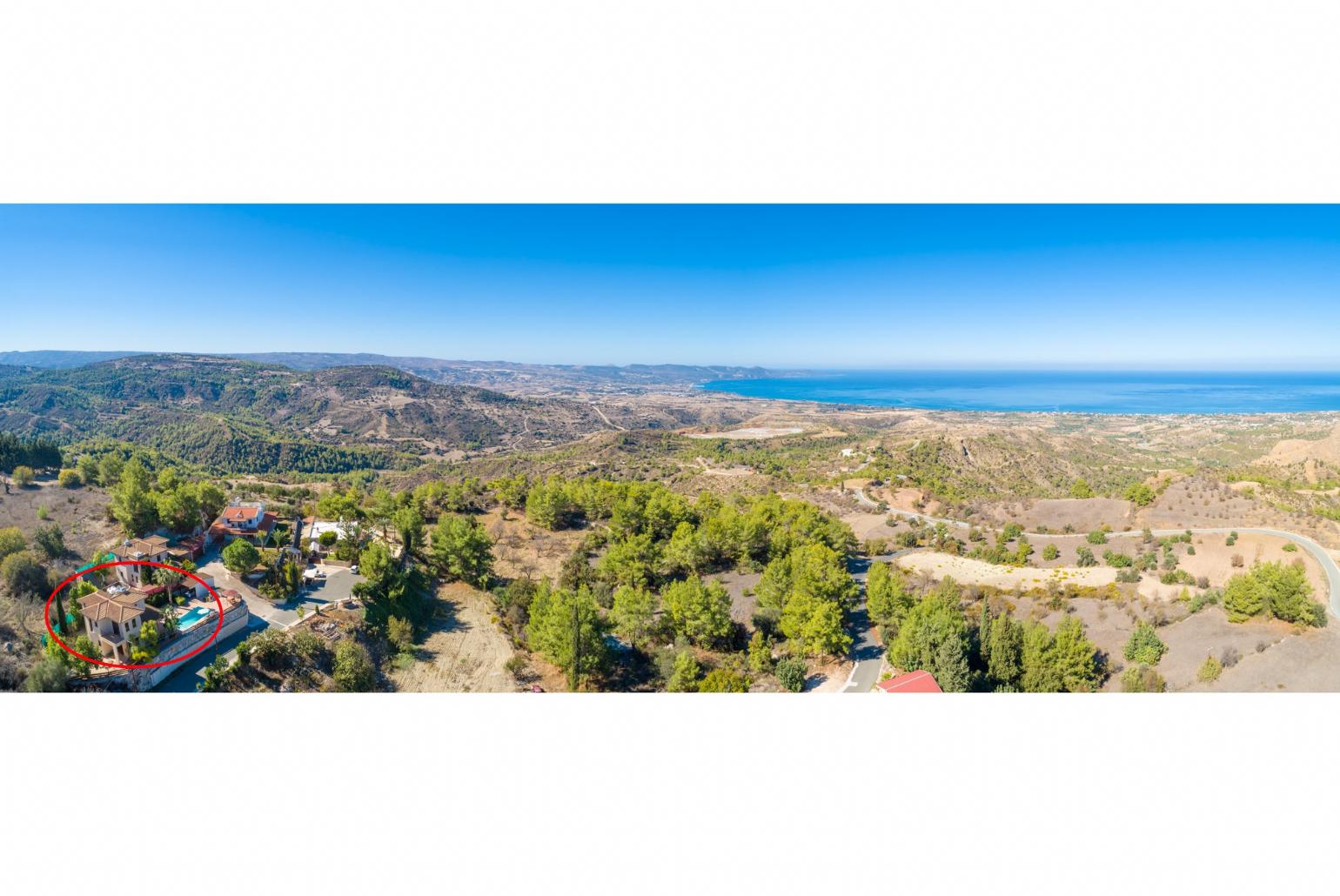 Aerial view showing location of Villa Kinousa 1