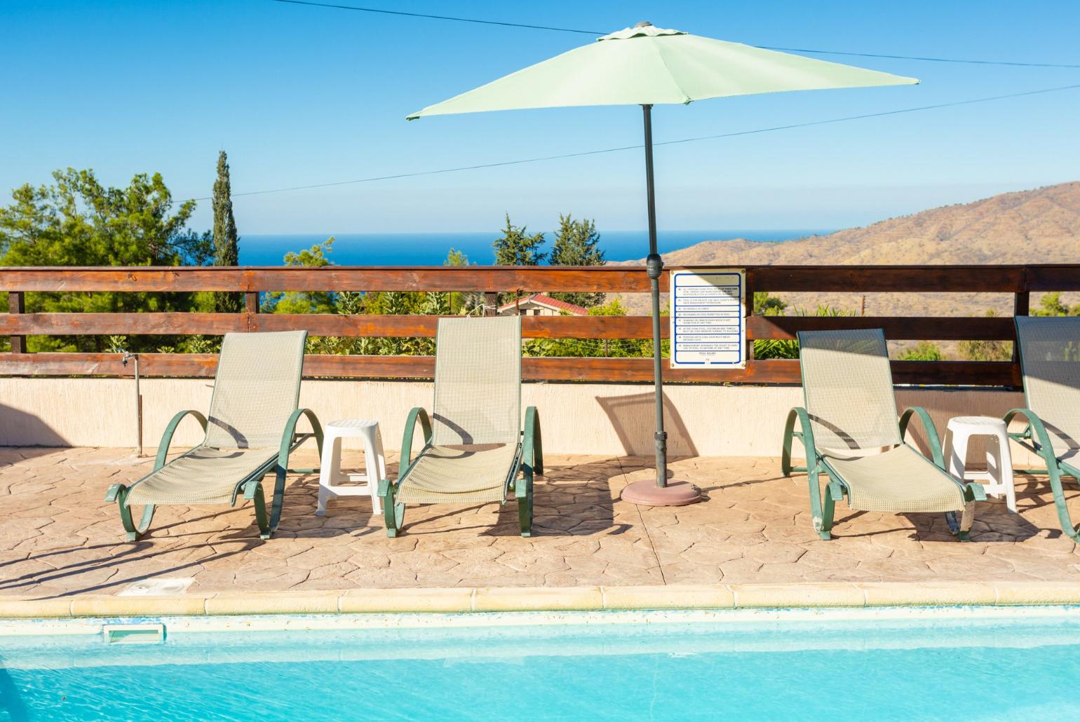 Private pool and terrace with sea views