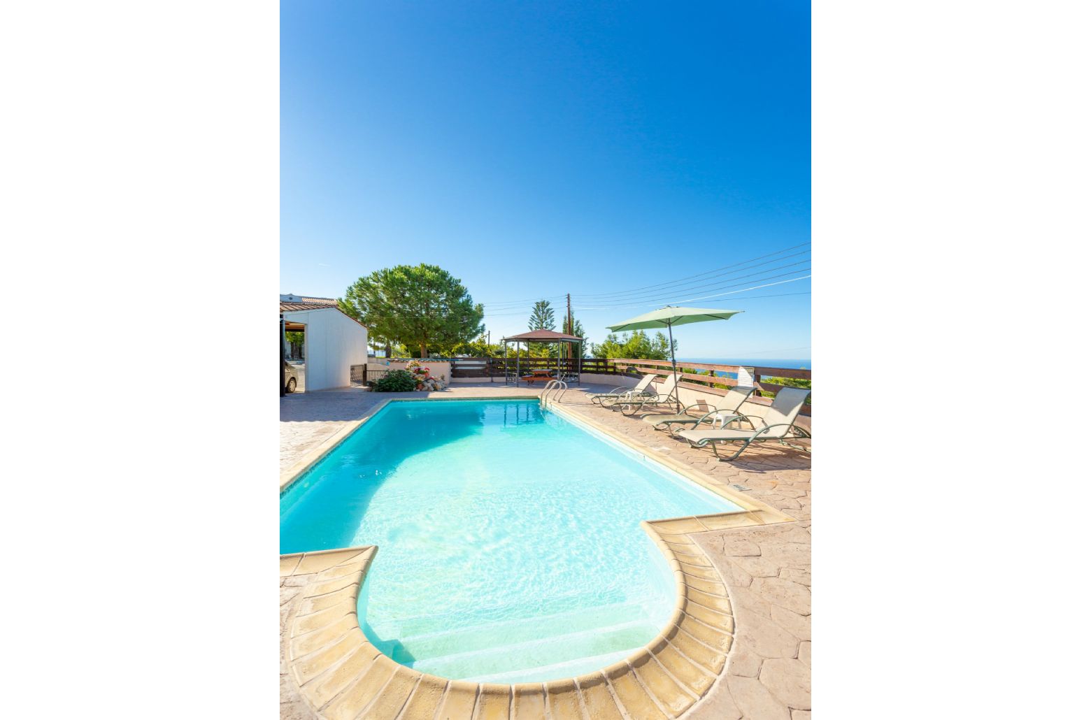 Private pool and terrace with sea views