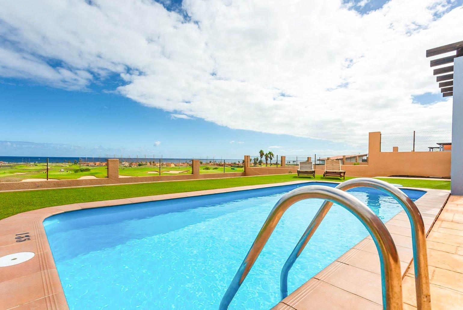 Private pool and terrace with sea views