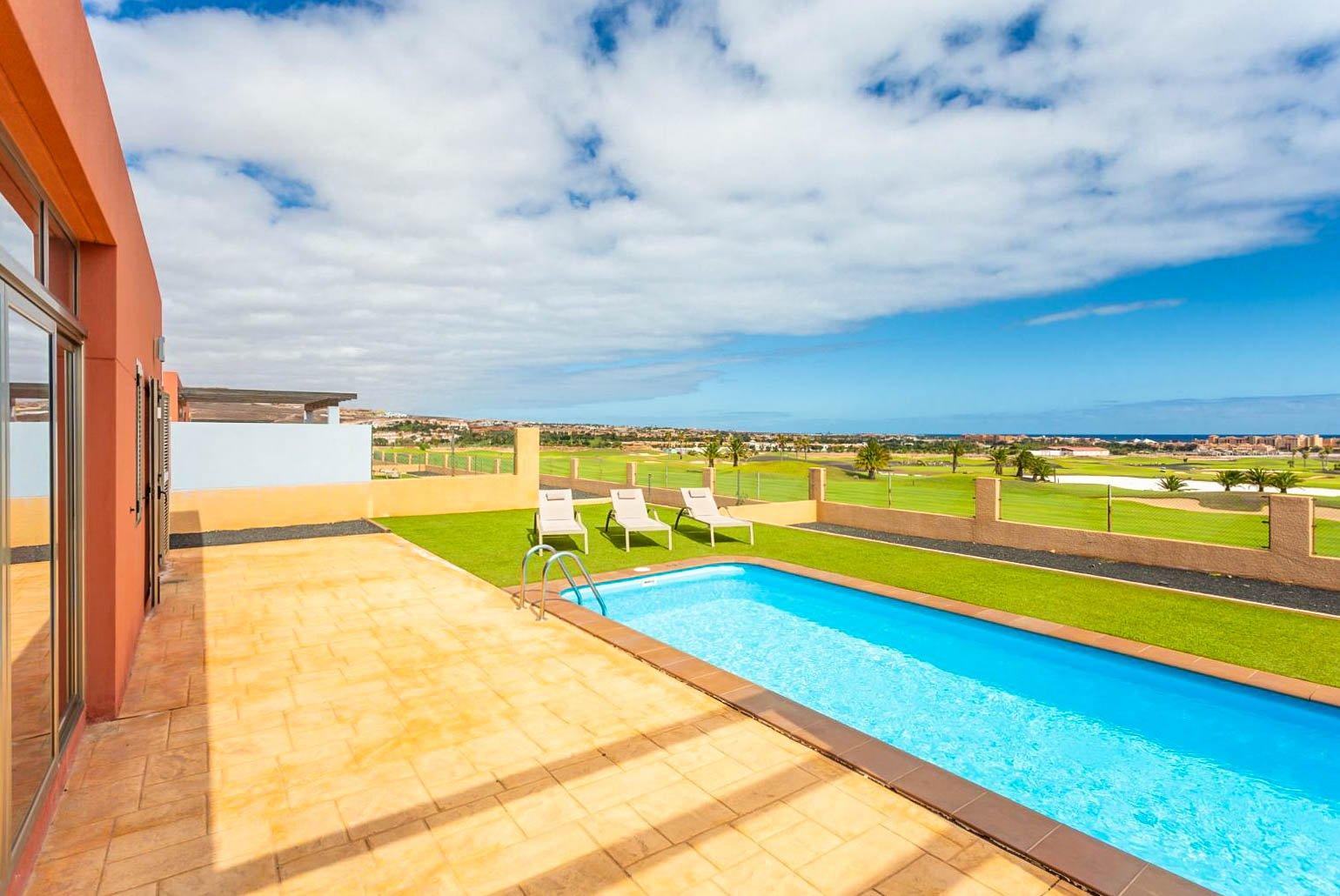 Private pool and terrace with sea views