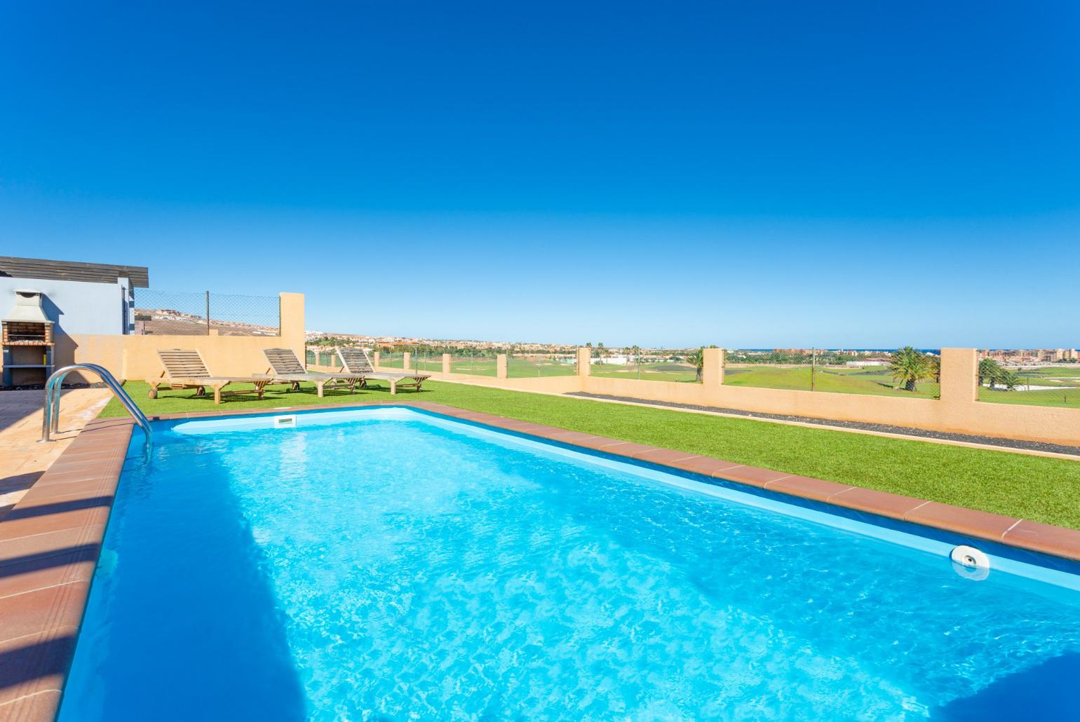 Private pool and terrace with sea views