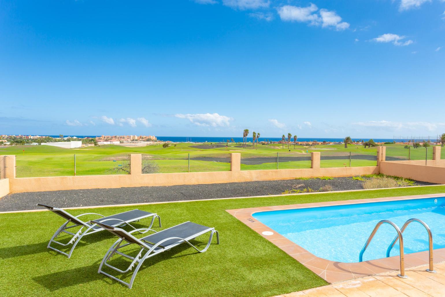 Private pool and terrace with sea views