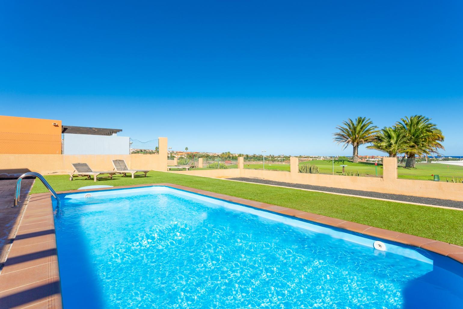 Private pool and terrace with sea views