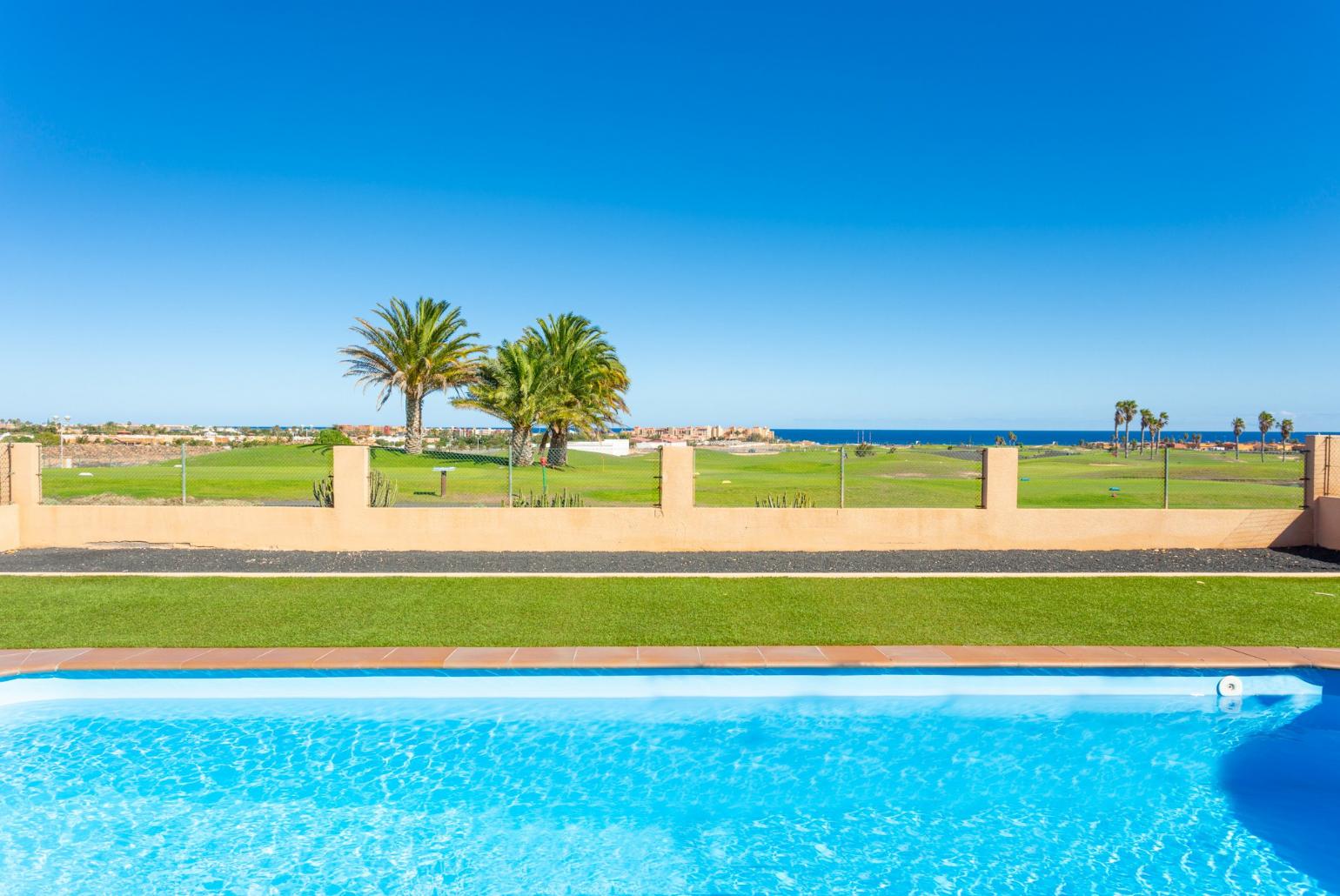 Private pool and terrace with sea views