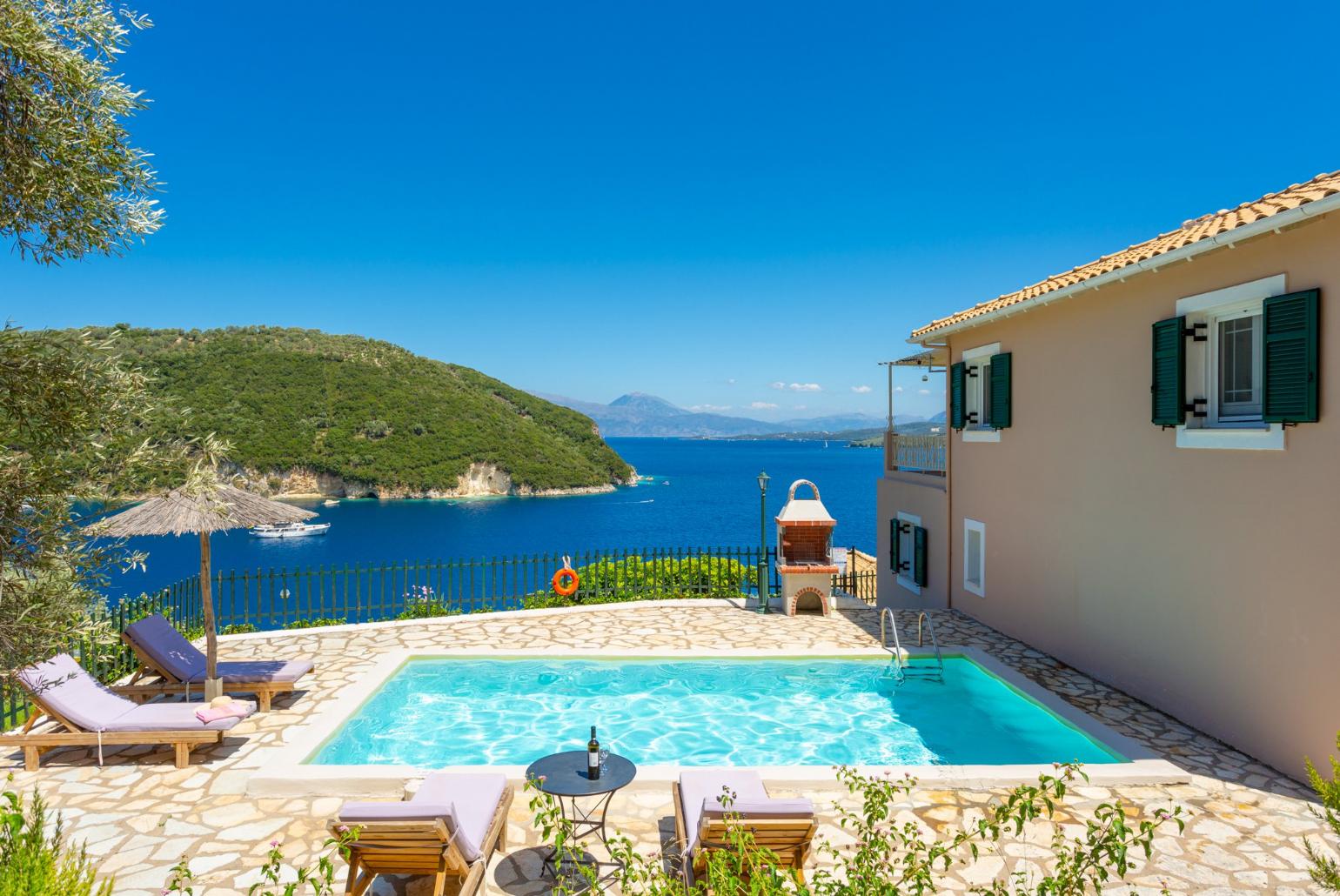 ,Beautiful villa with private pool and terrace with panoramic sea views