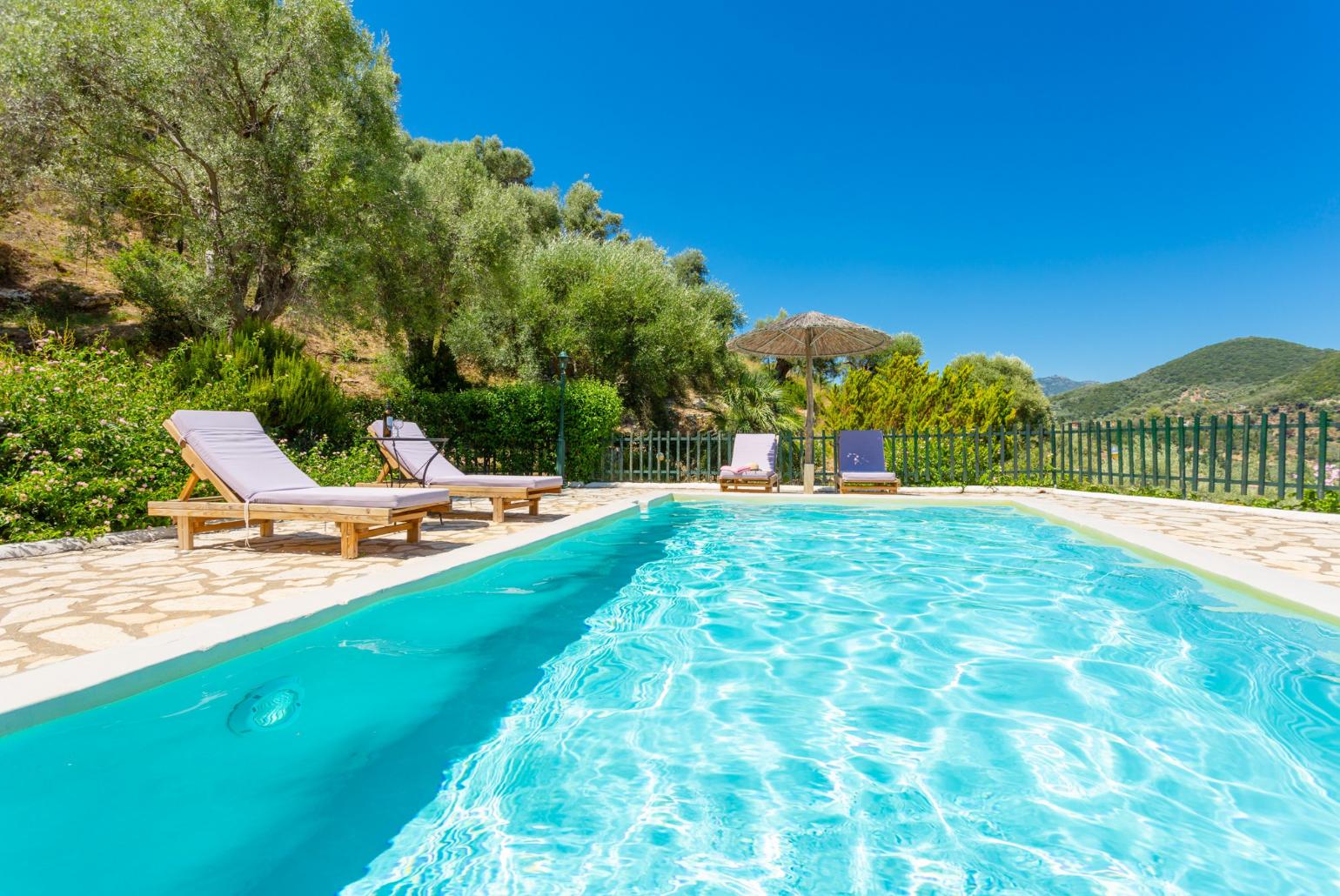 Private pool and terrace with panoramic sea views