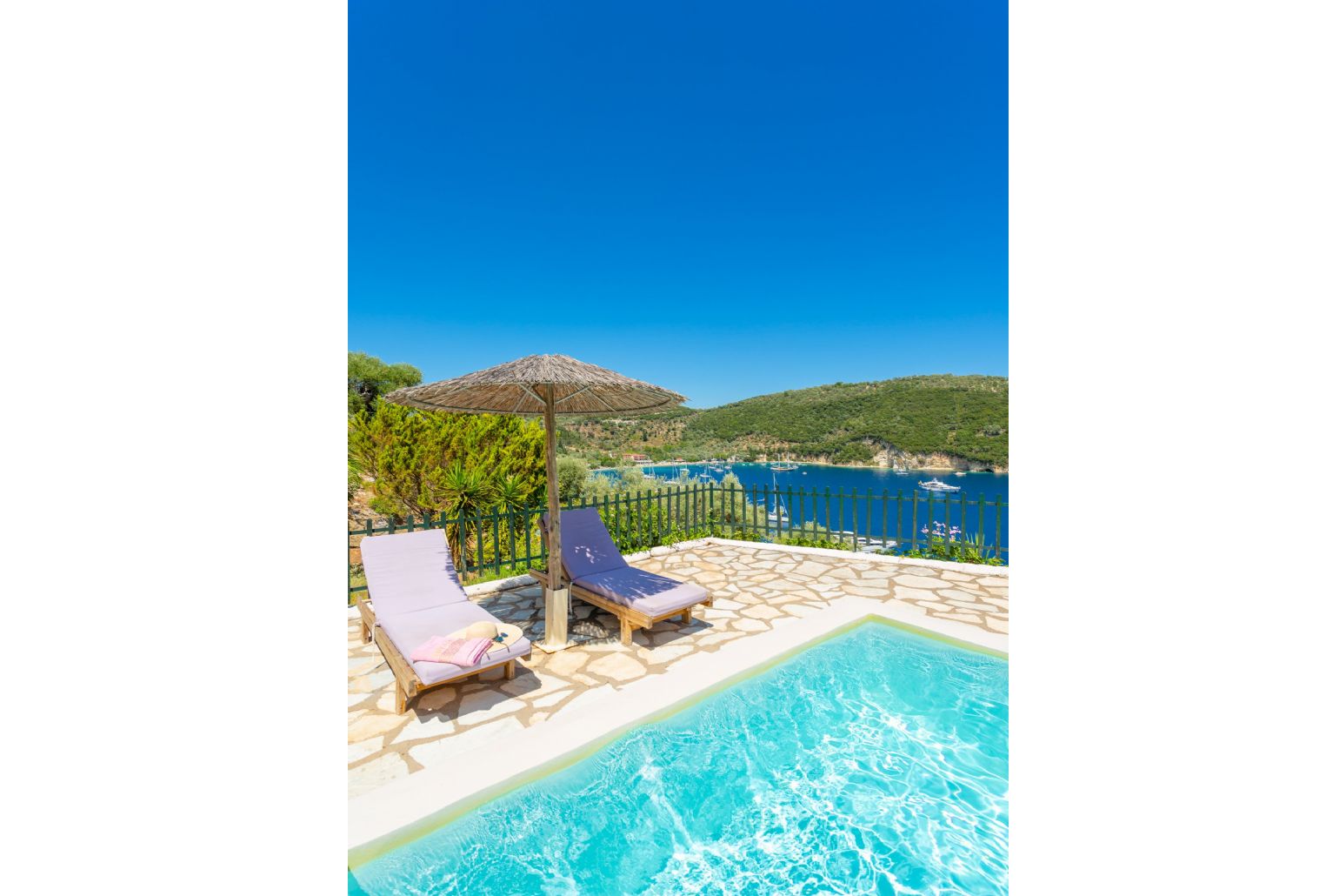 Private pool and terrace with panoramic sea views