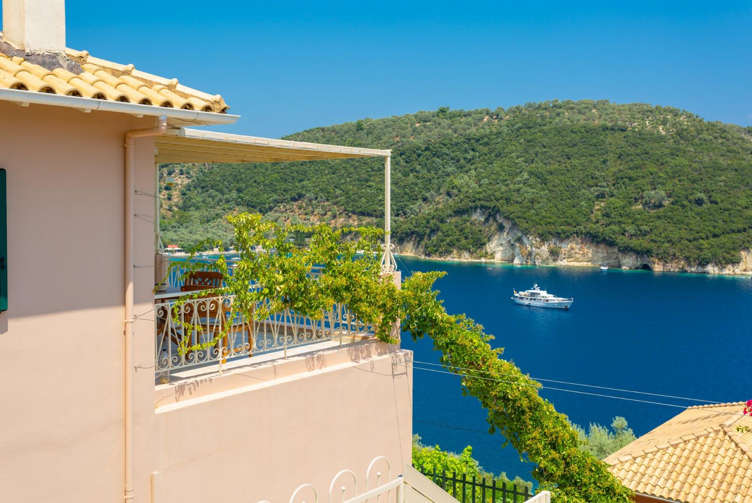 Sheltered balcony with panoramic sea views