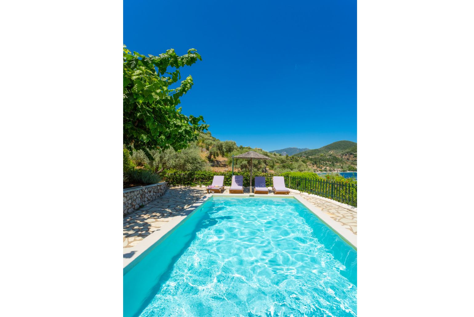 Private pool and terrace with panoramic sea views