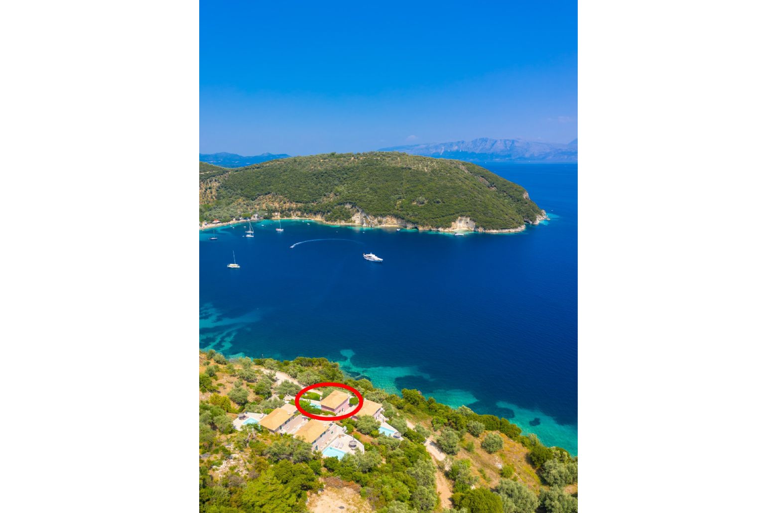 Aerial view of Desimi showing location of Villa Flisvos