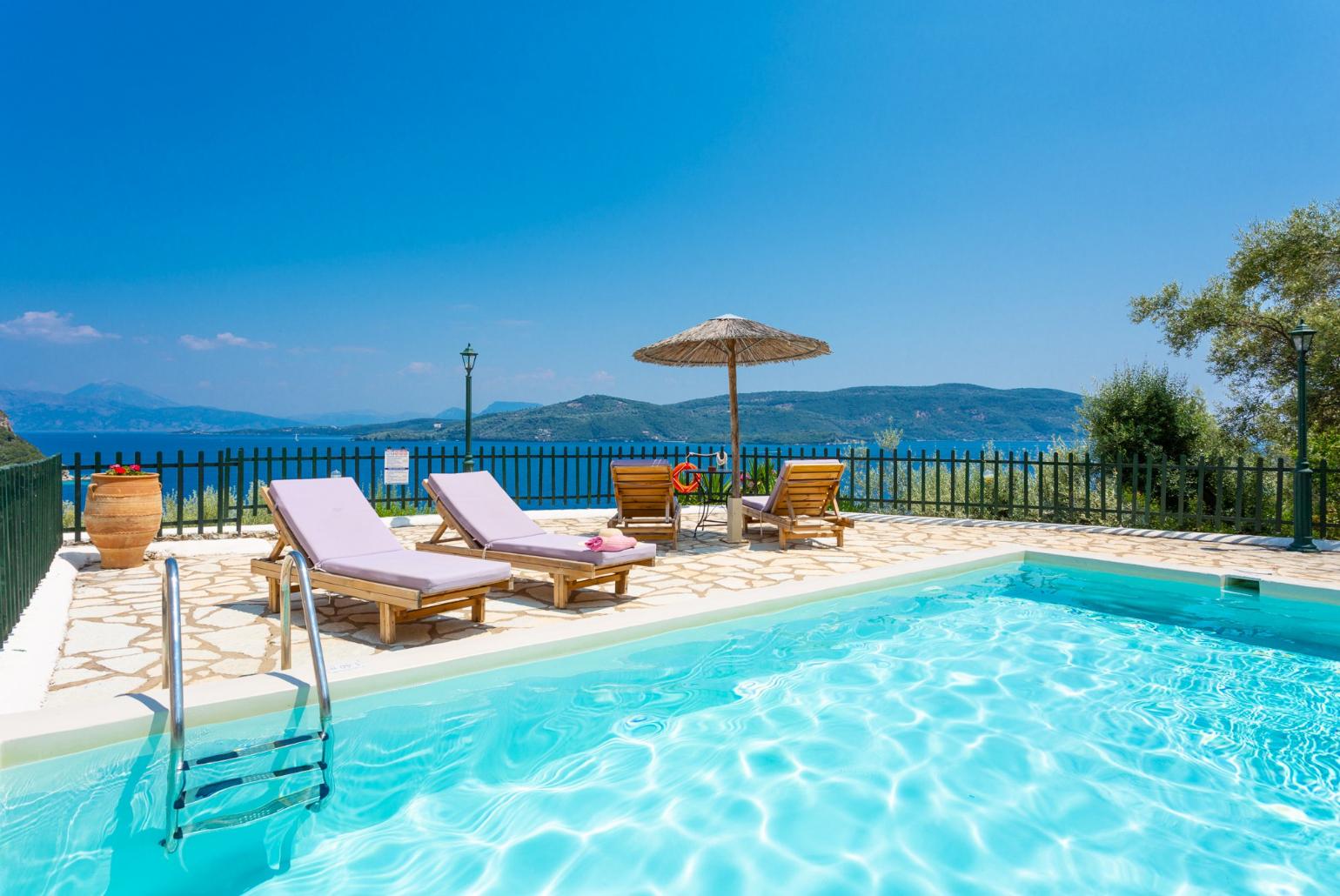 Private pool and terrace with panoramic sea views