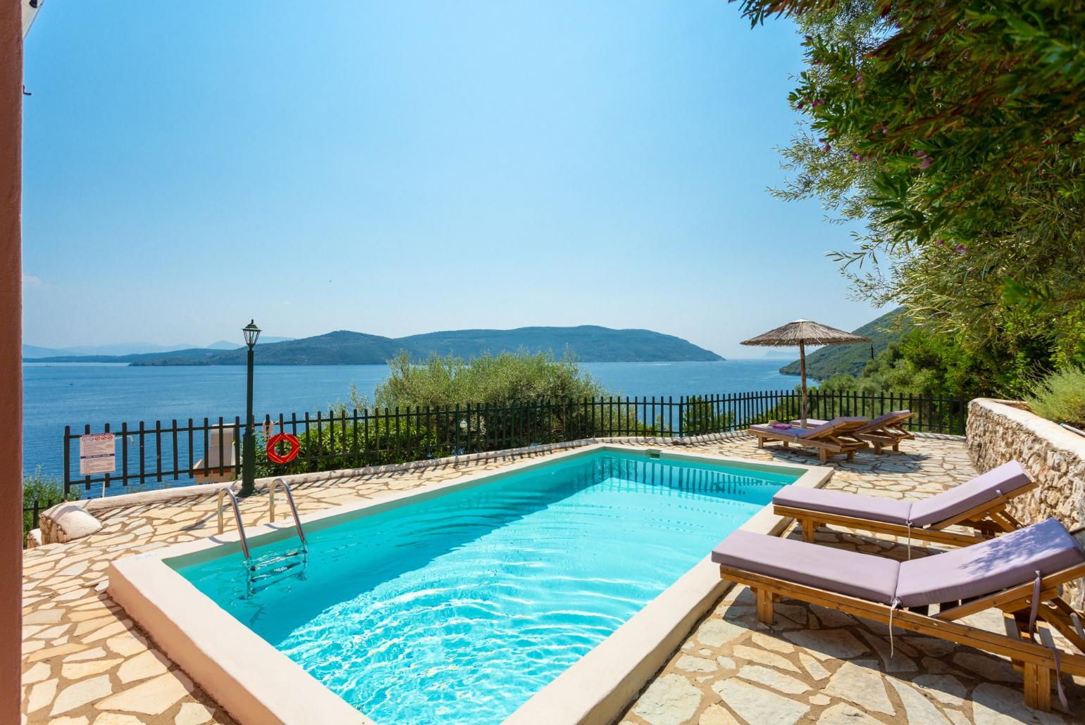 Private pool and terrace with panoramic sea views