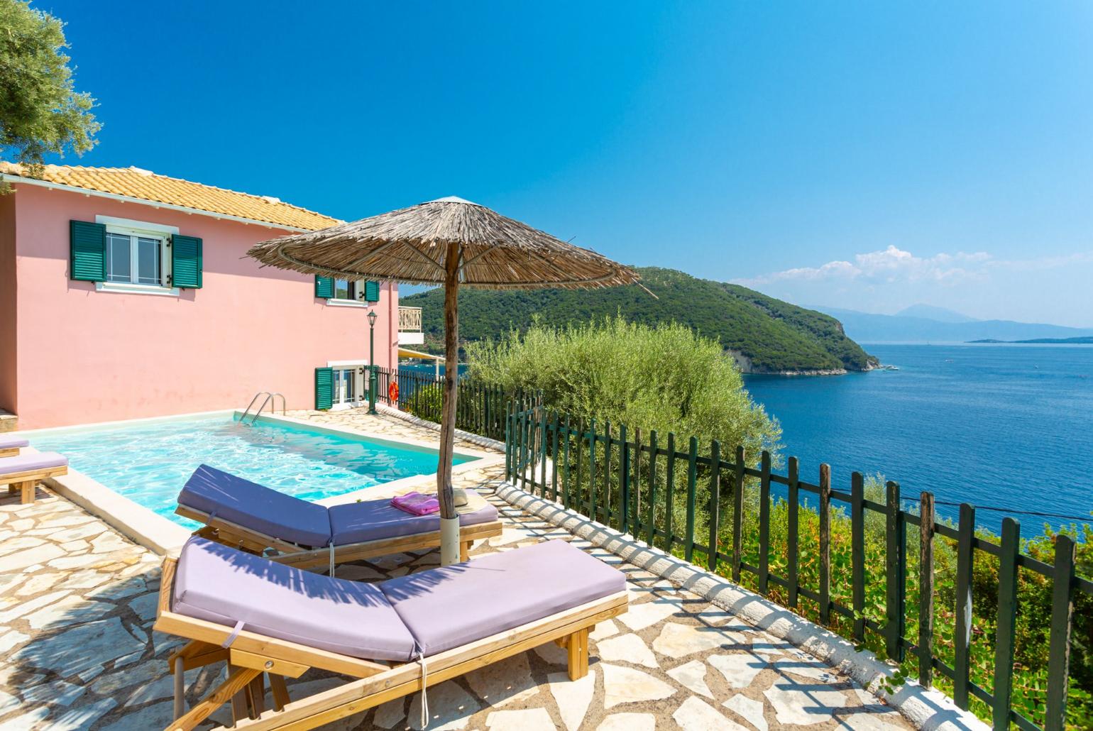 ,Beautiful villa with private pool and terrace with panoramic sea views