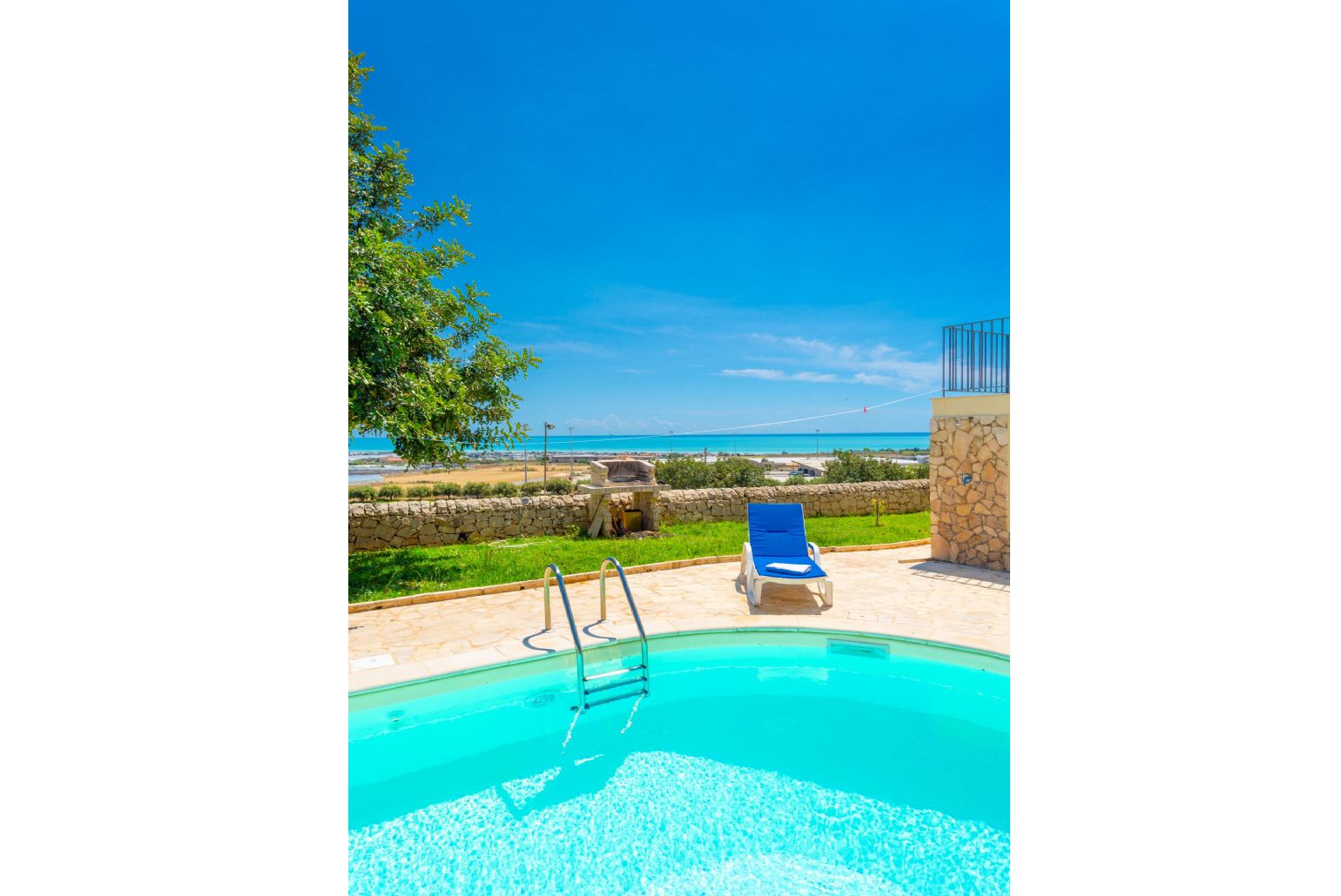 Private pool and terrace with sea views