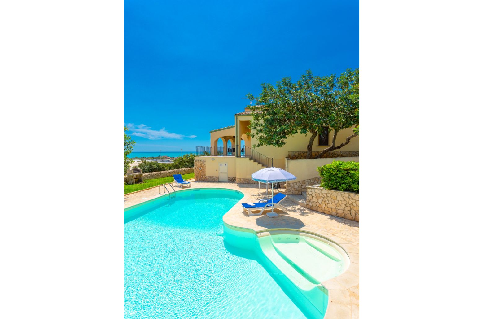 Private pool and terrace with sea views