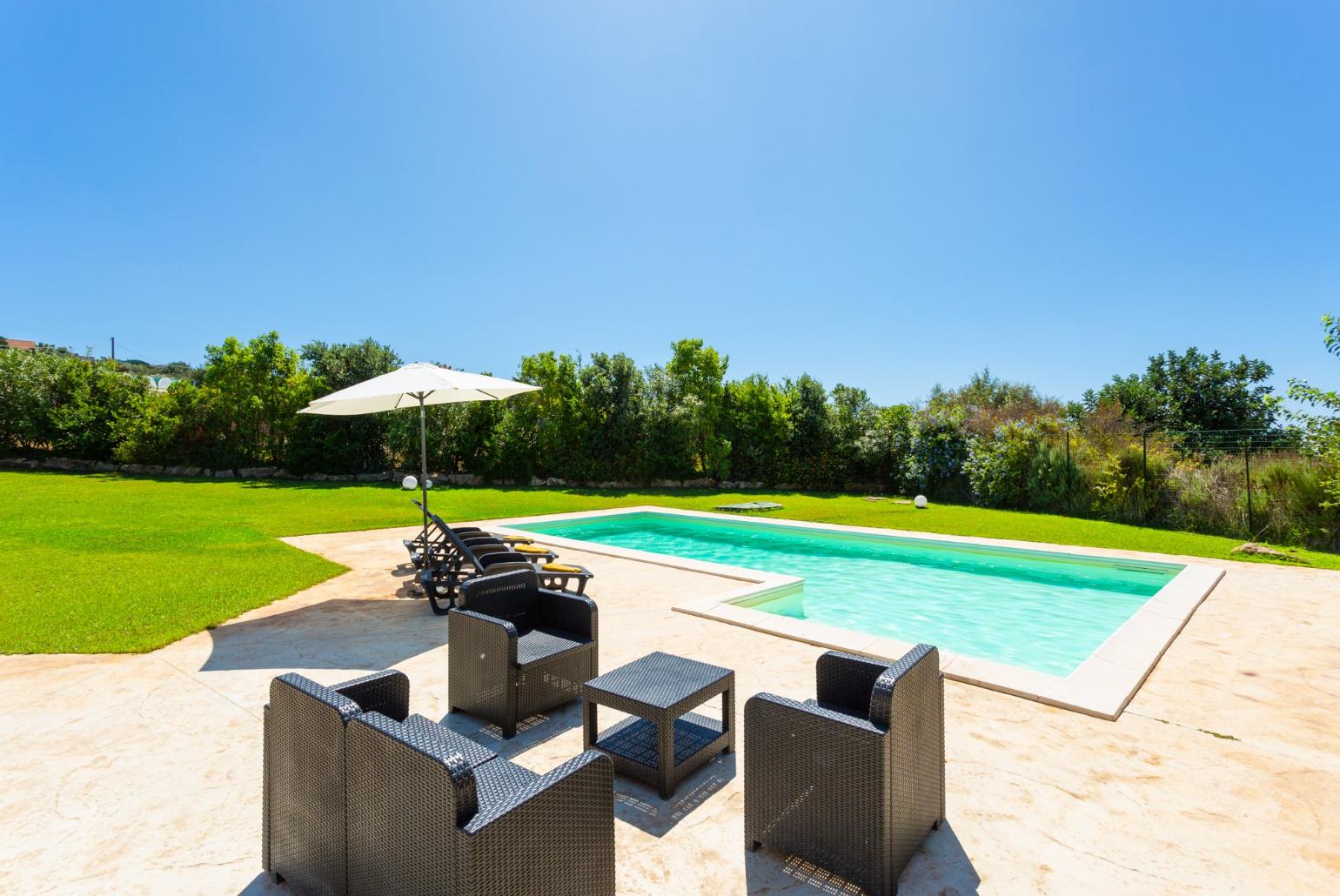 Private pool, terrace, and large lawn