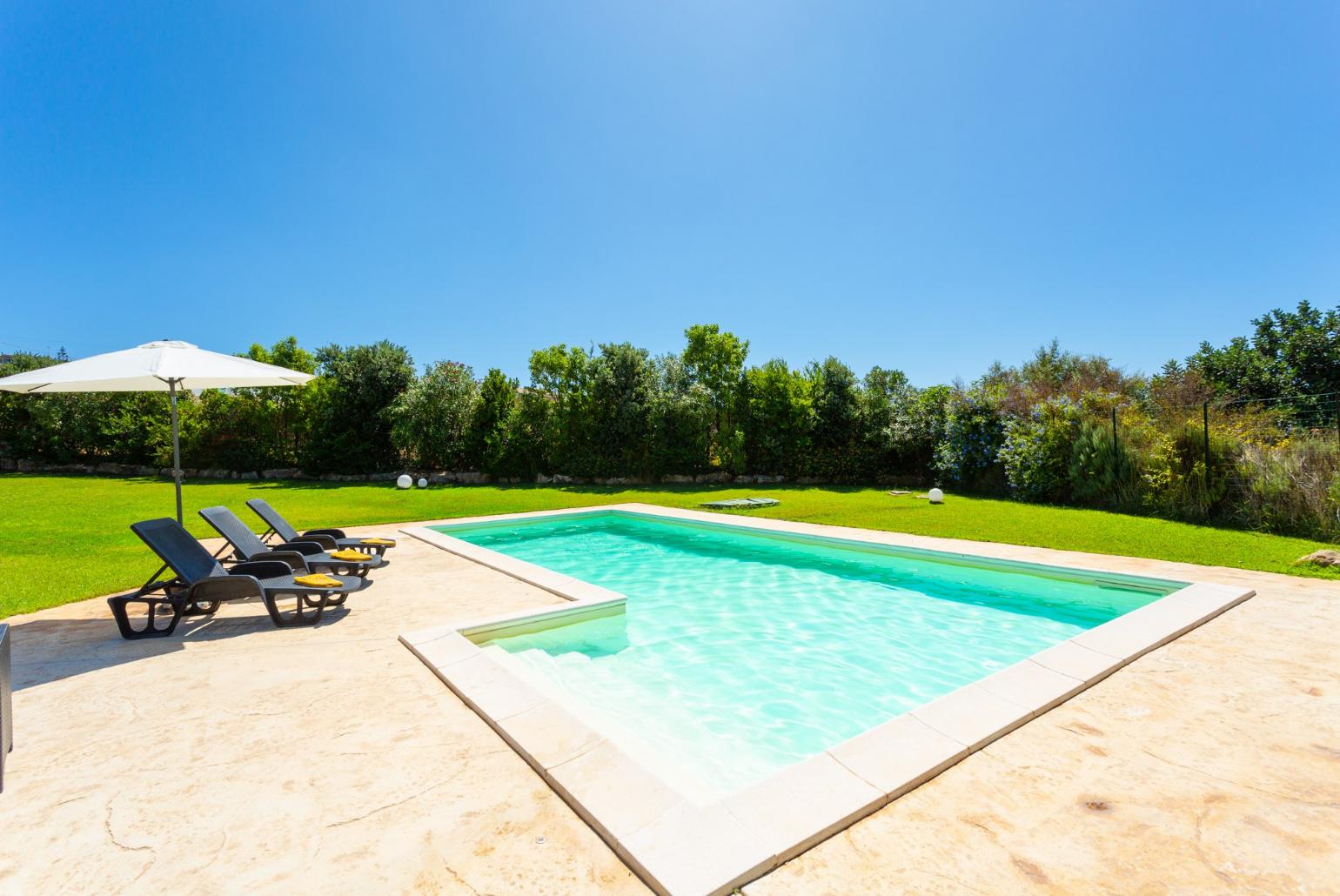 Private pool, terrace, and large lawn