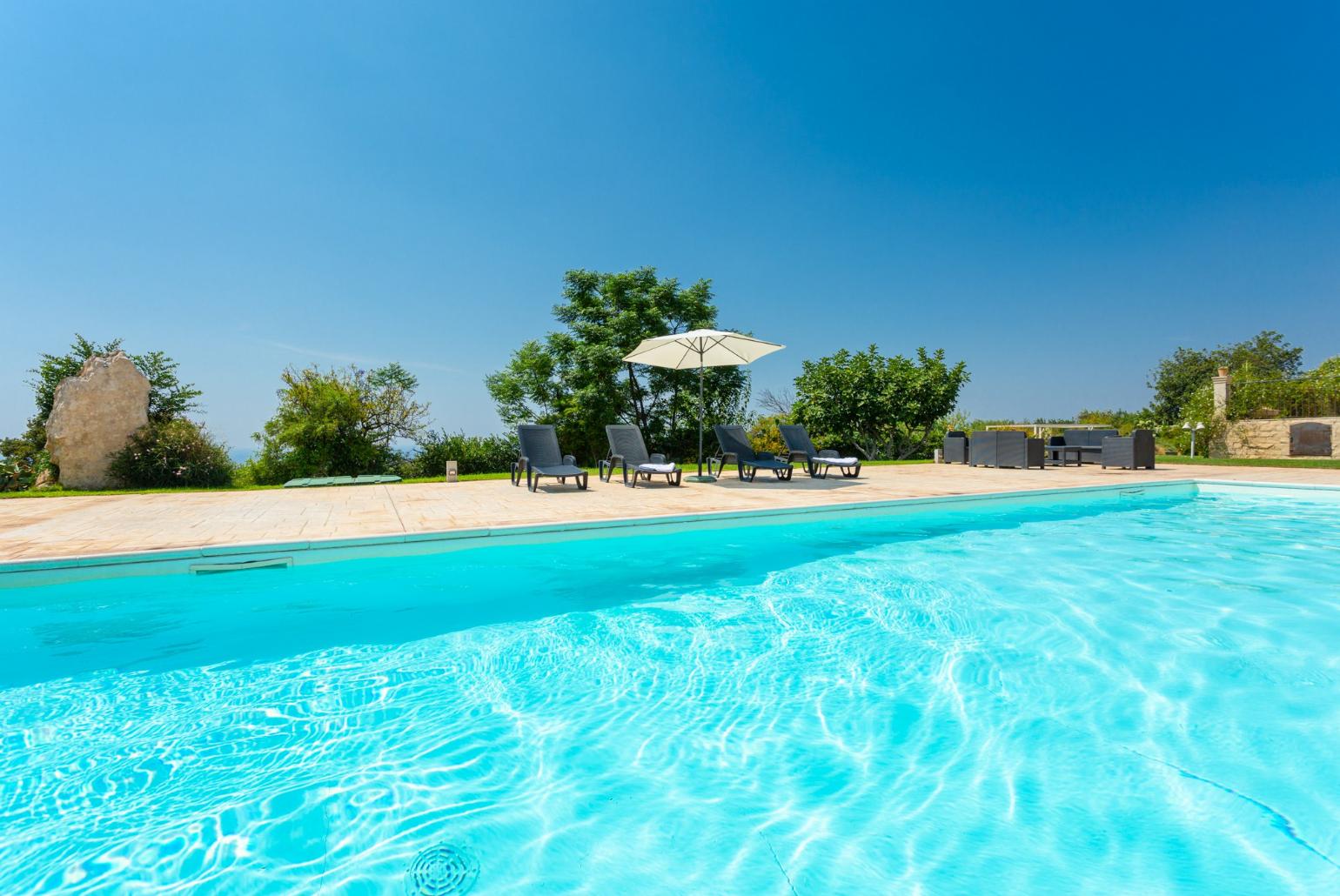 Private pool, terrace, and garden