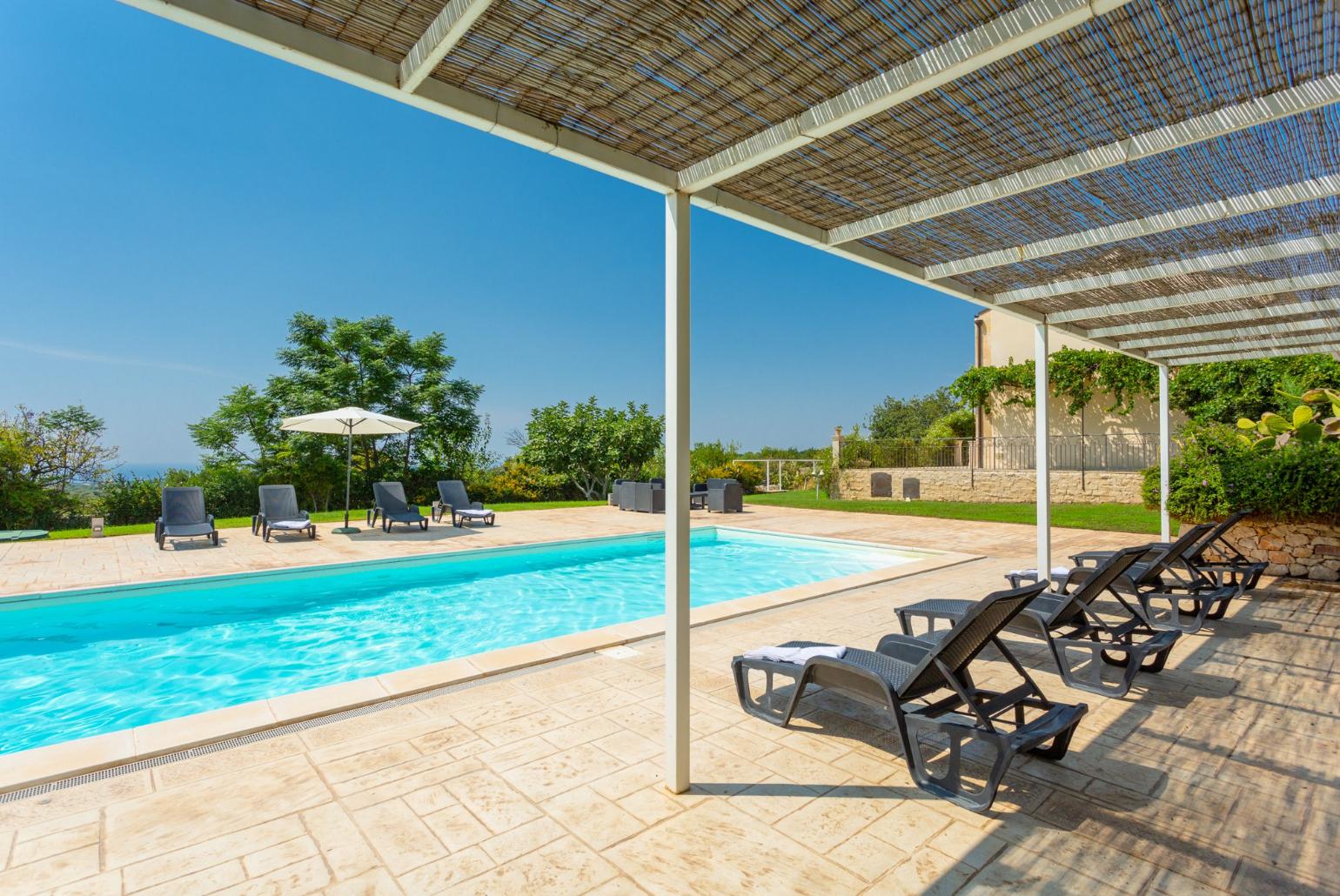 Private pool, terrace, and garden