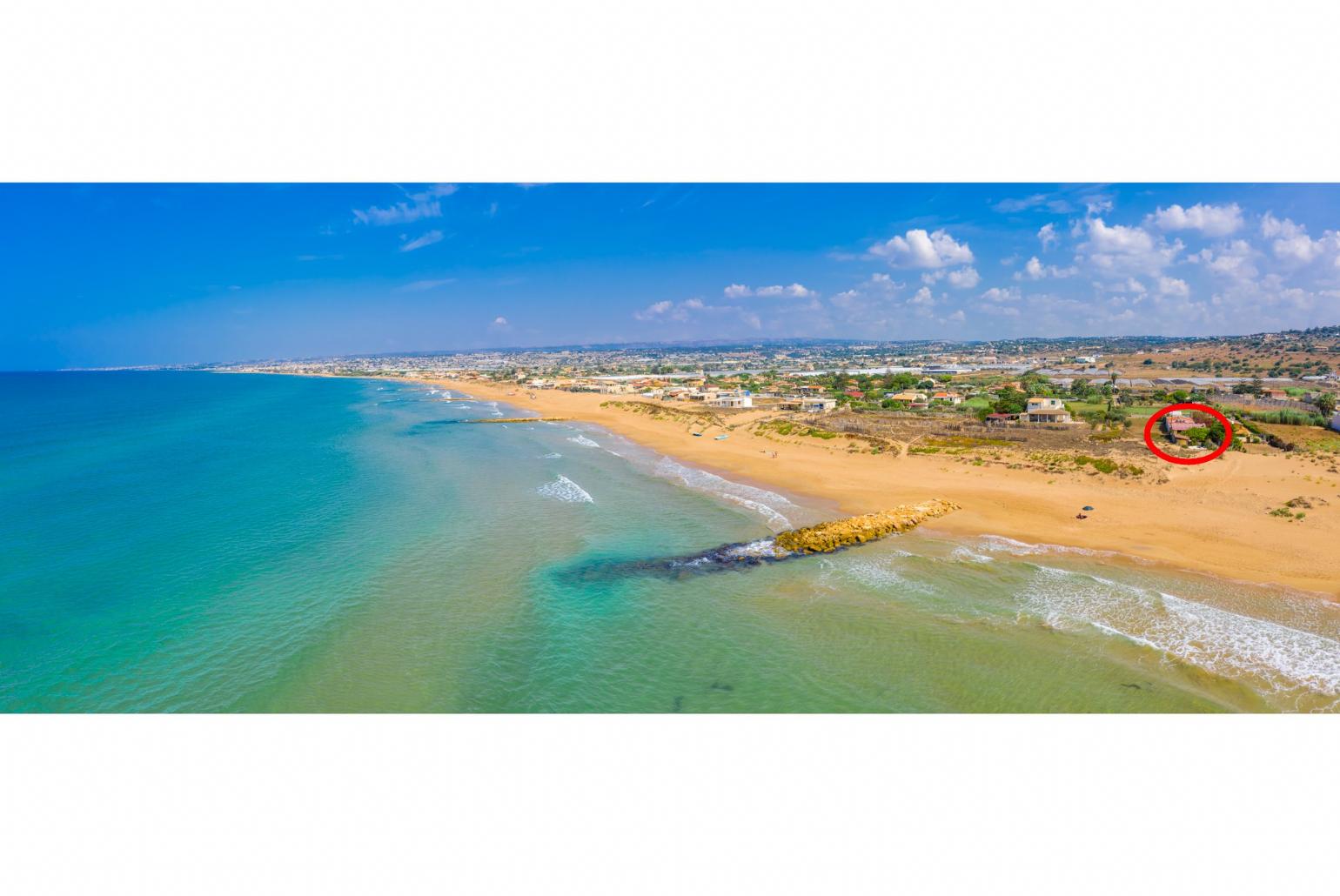 Aerial view showing location of Villa Dune