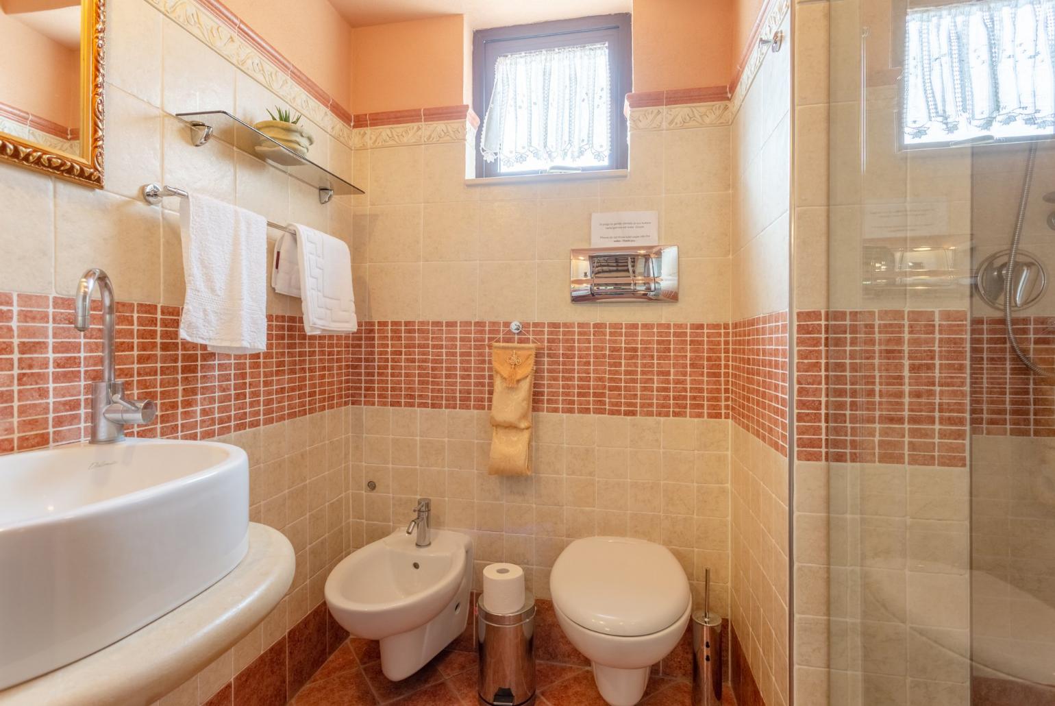 Family bathroom with shower on first floor of main building