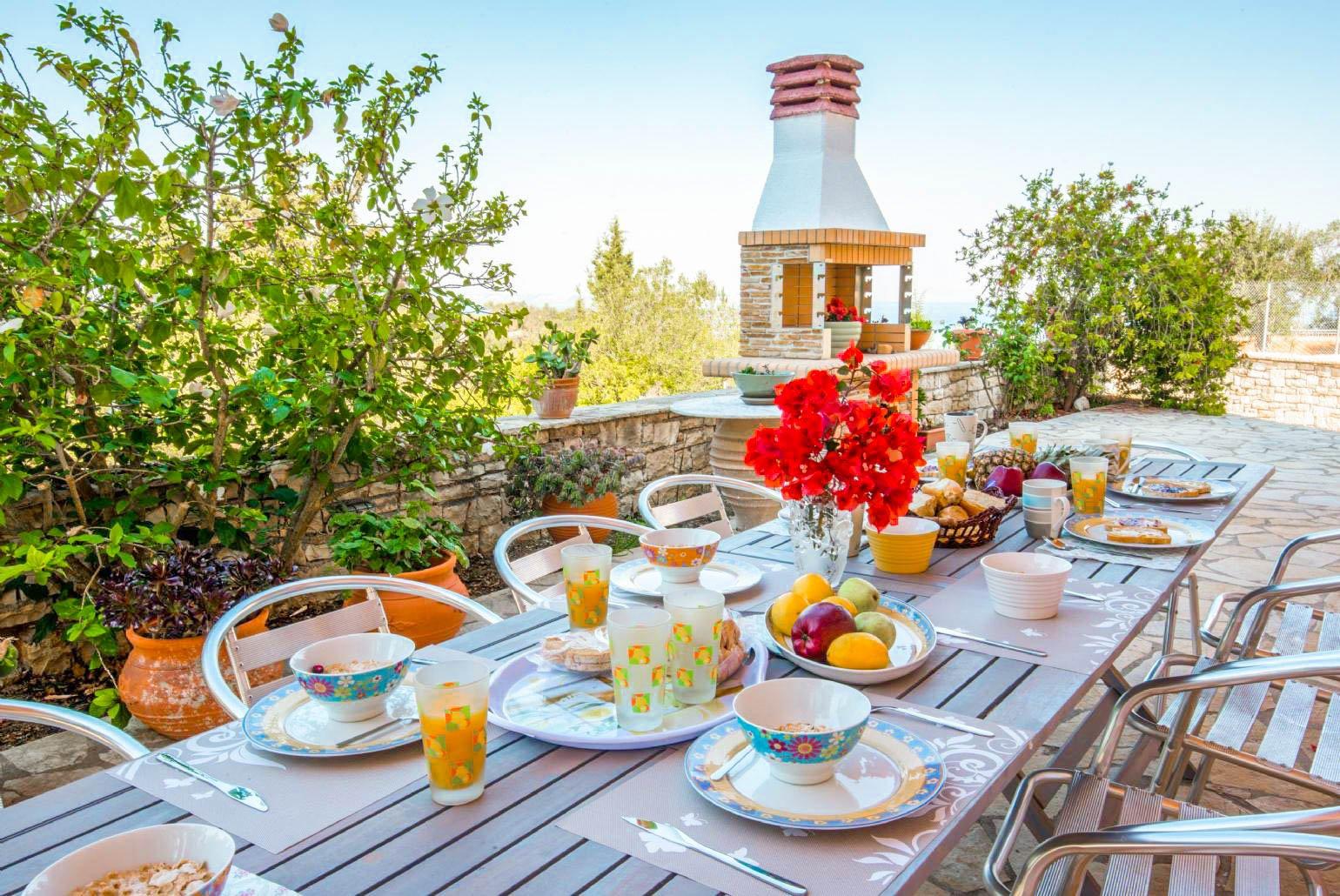 Outdoor dining area with BBQ