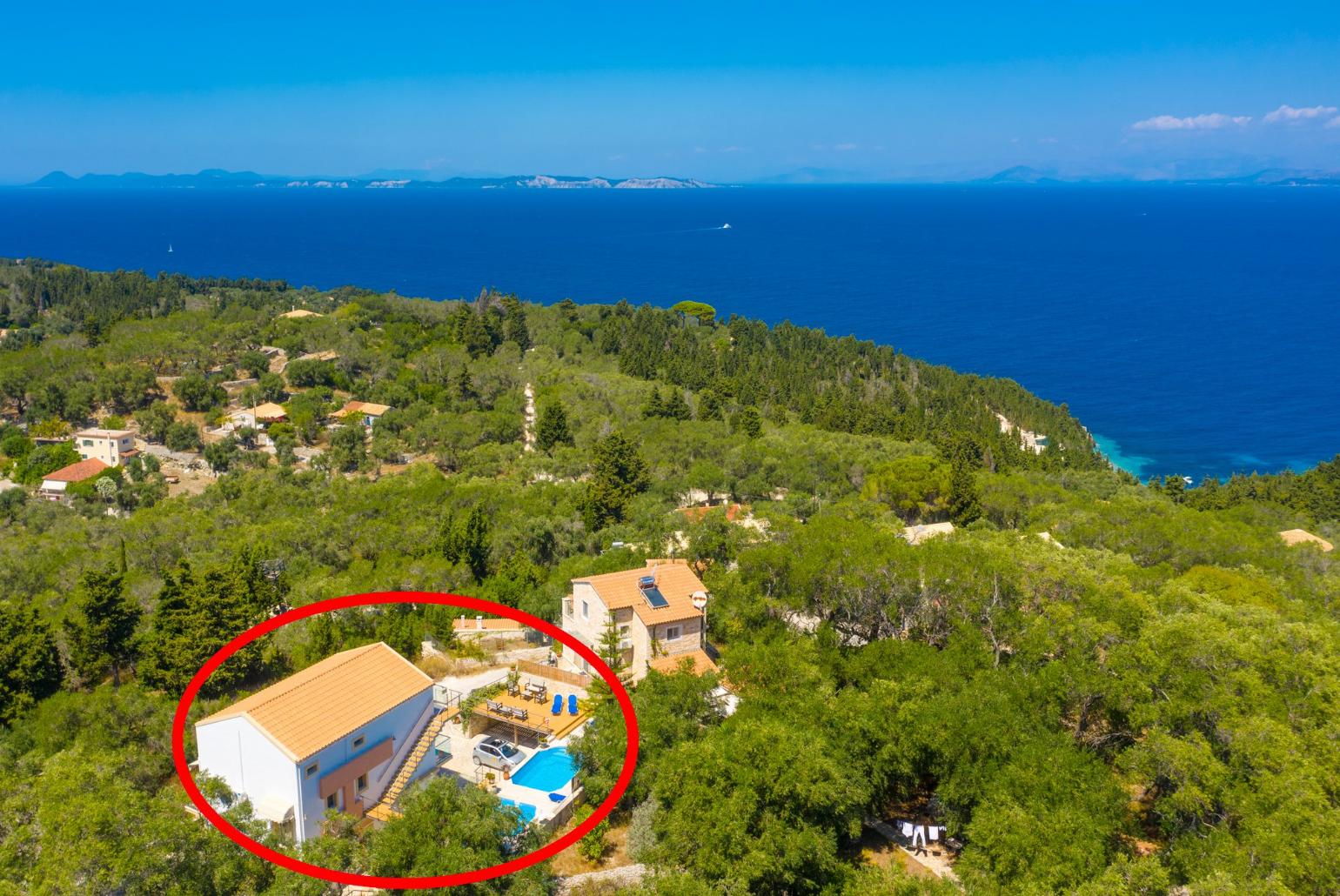Aerial view showing location of Villa Stephania