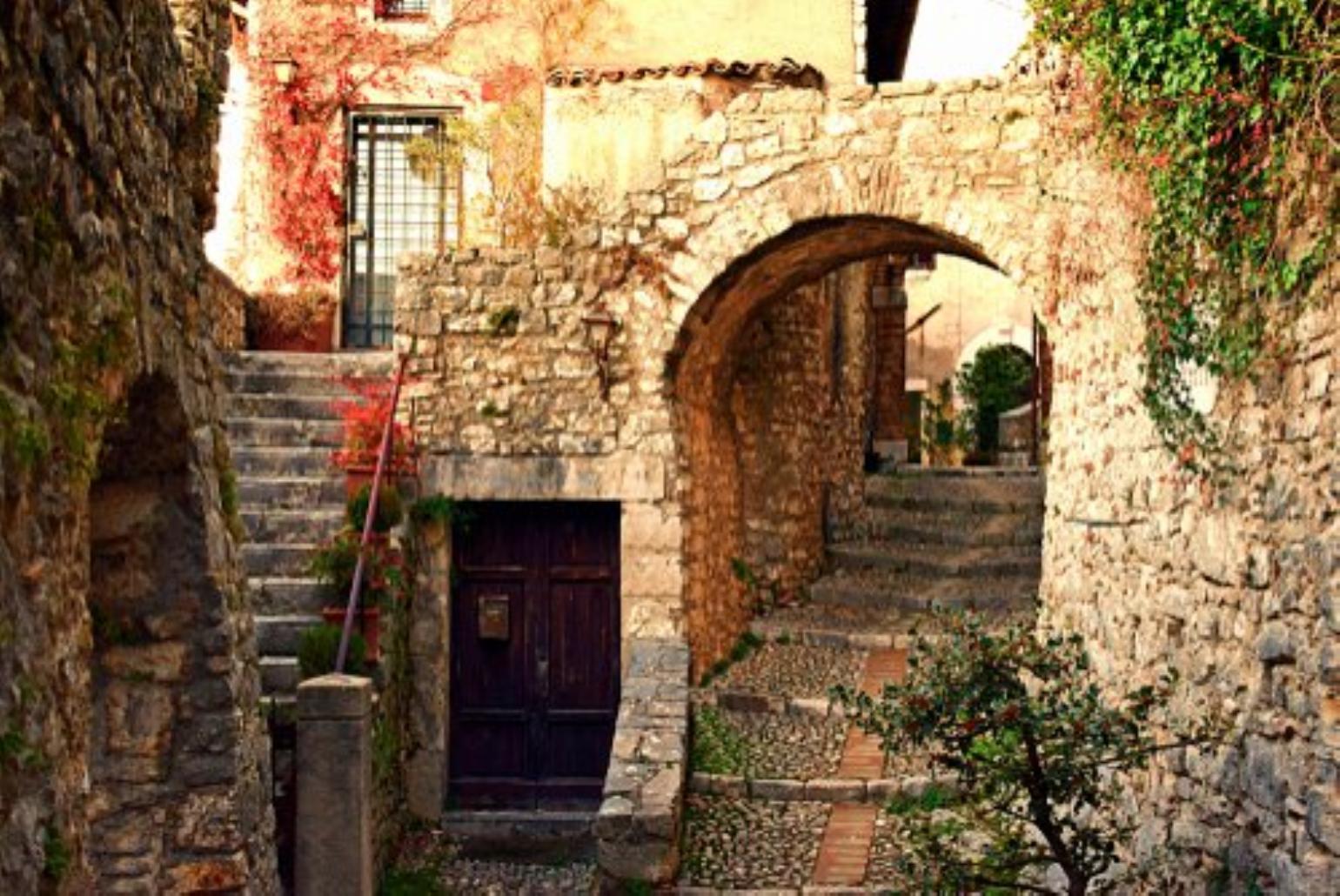 Old alley in the medieval village of Labro in the Italian region of Lazio 