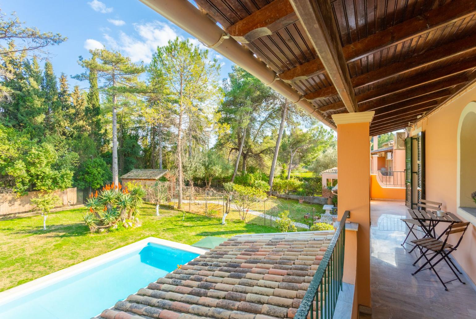 Balcony with pool views