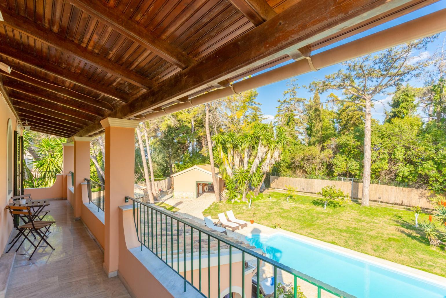 Balcony with pool views