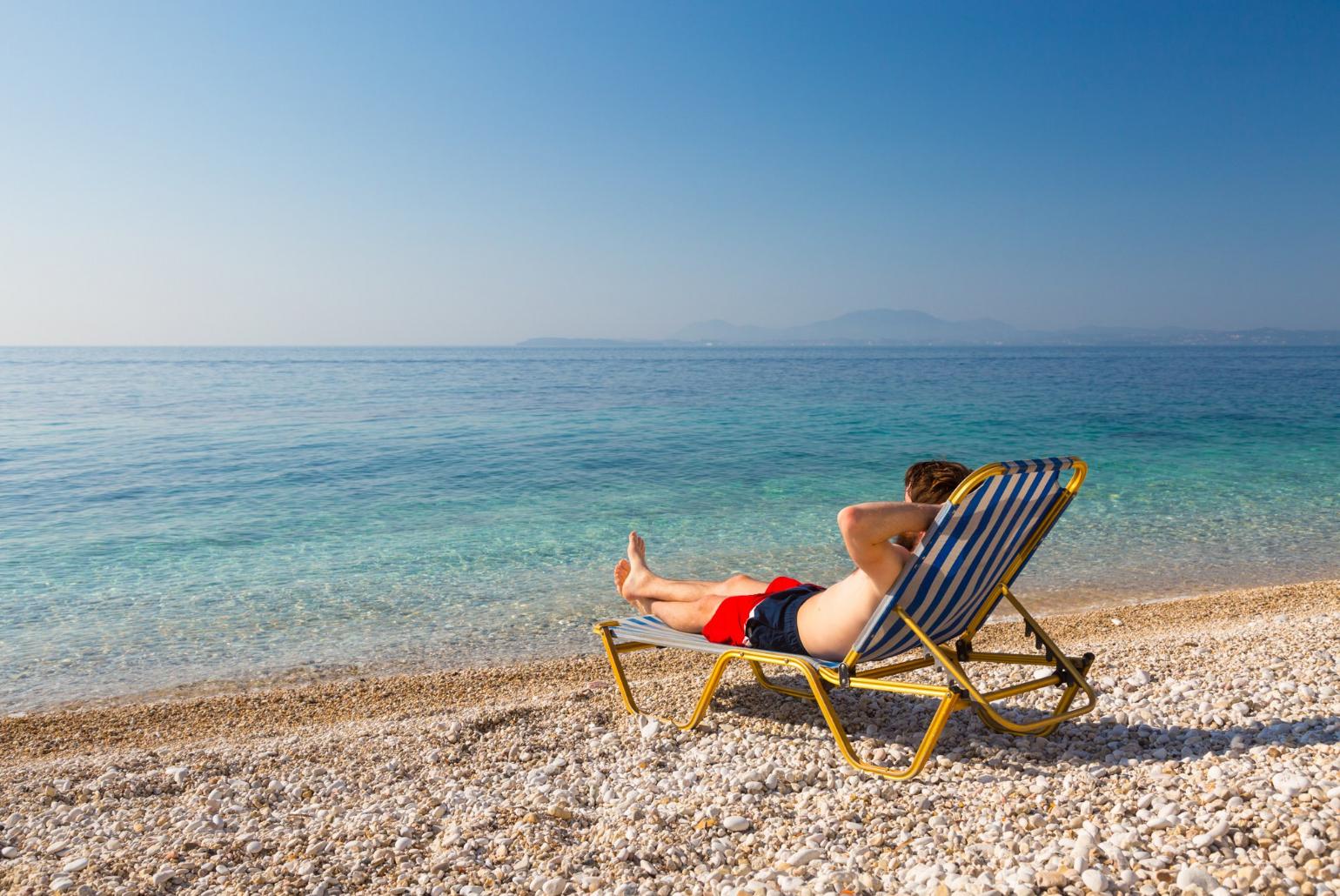 Relaxing on Kaminaki beach