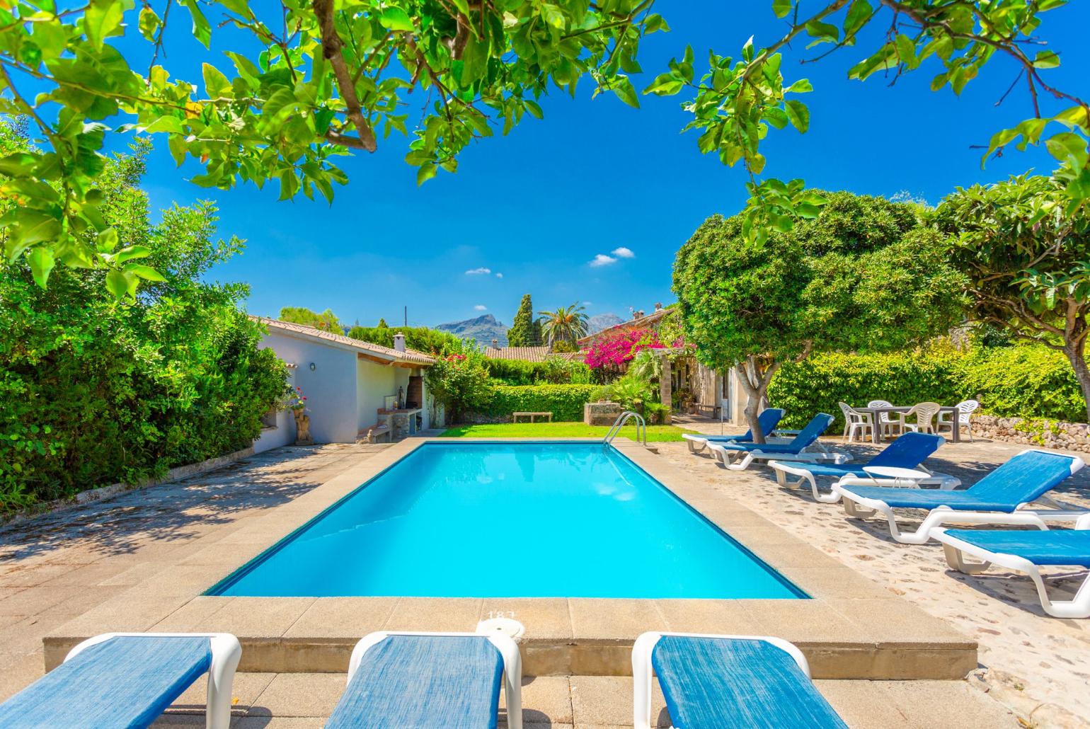 Private pool, terrace, and garden