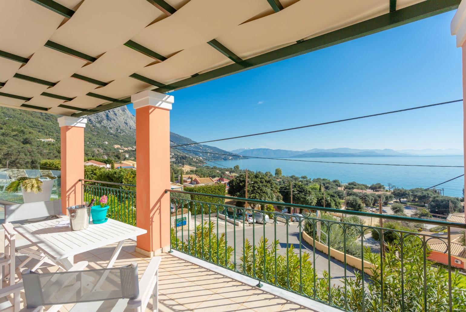 Sheltered terrace area with panoramic sea views