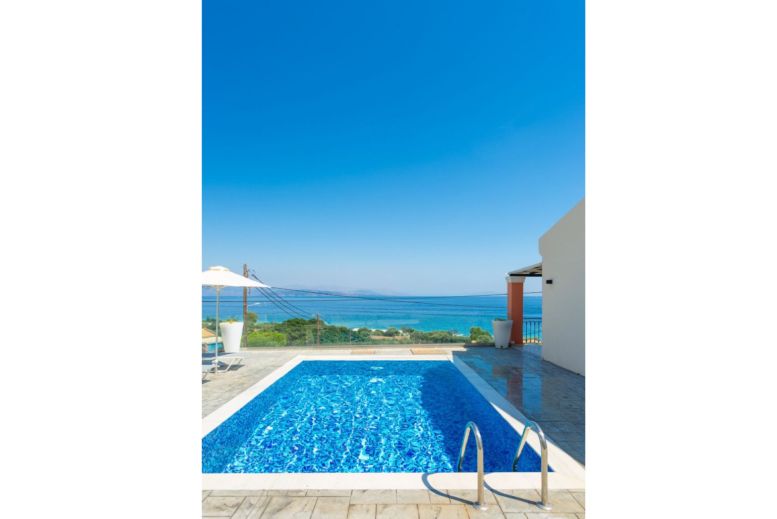 Private pool and terrace with panoramic sea views