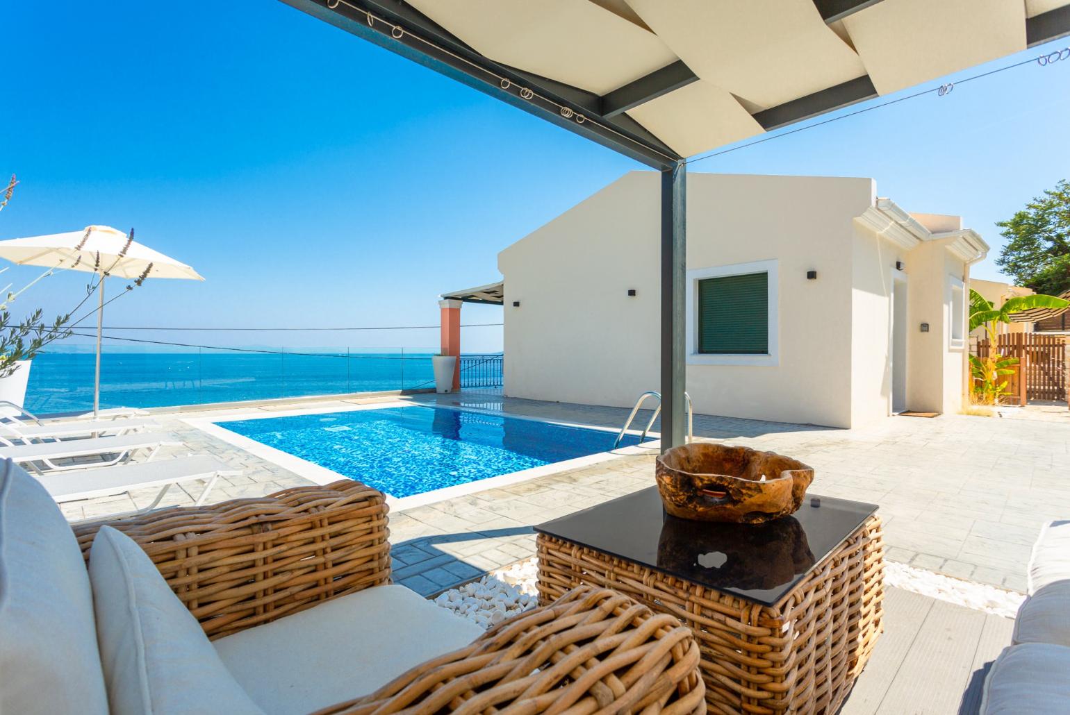 ,Beautiful villa with private pool and terrace with panoramic sea views