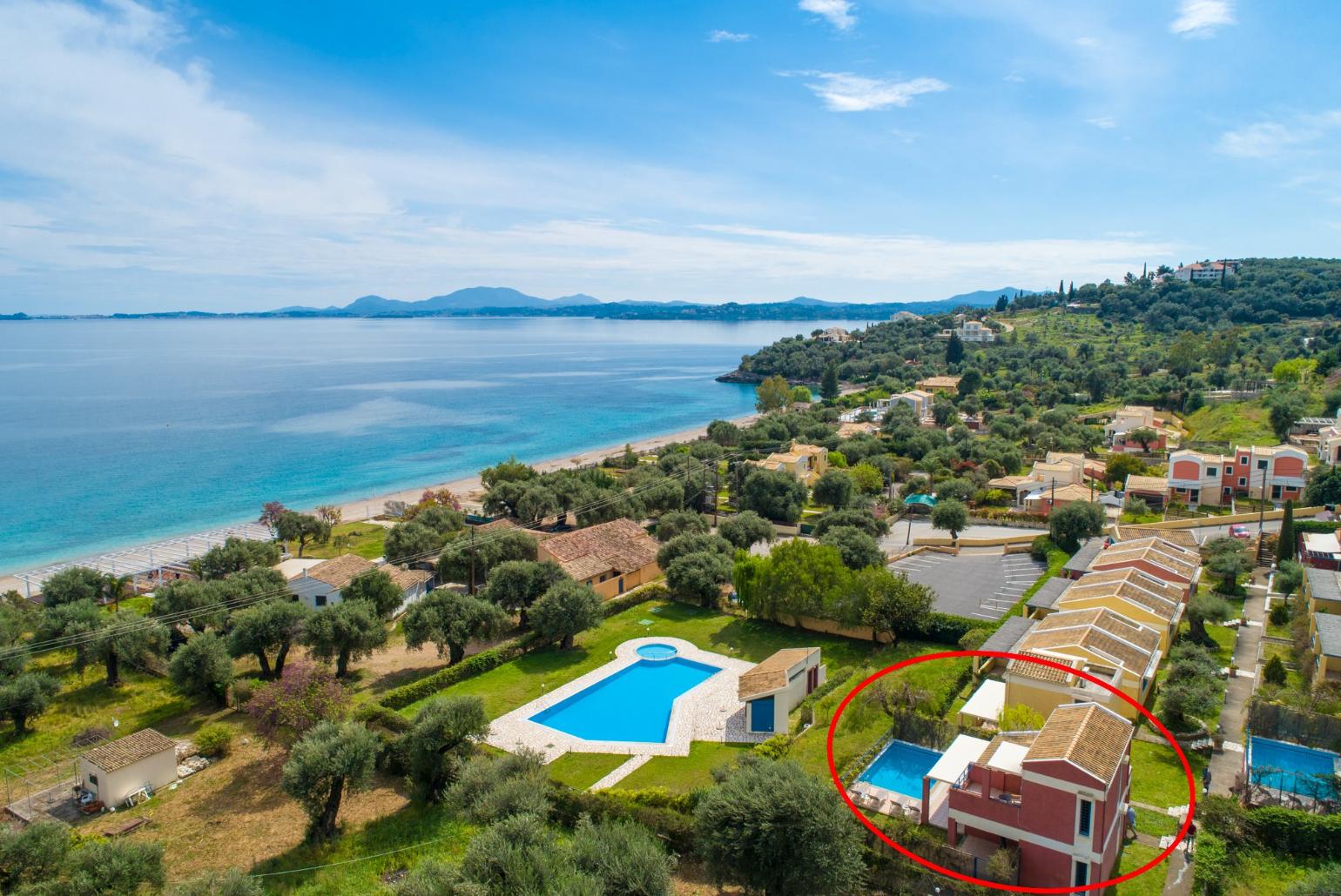 Aerial view showing location of Villa Thalassaki