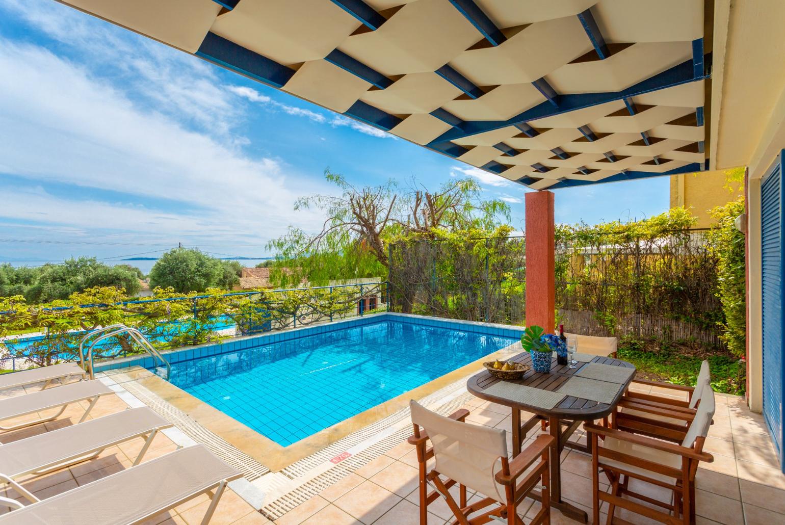 Sheltered terrace area with sea views