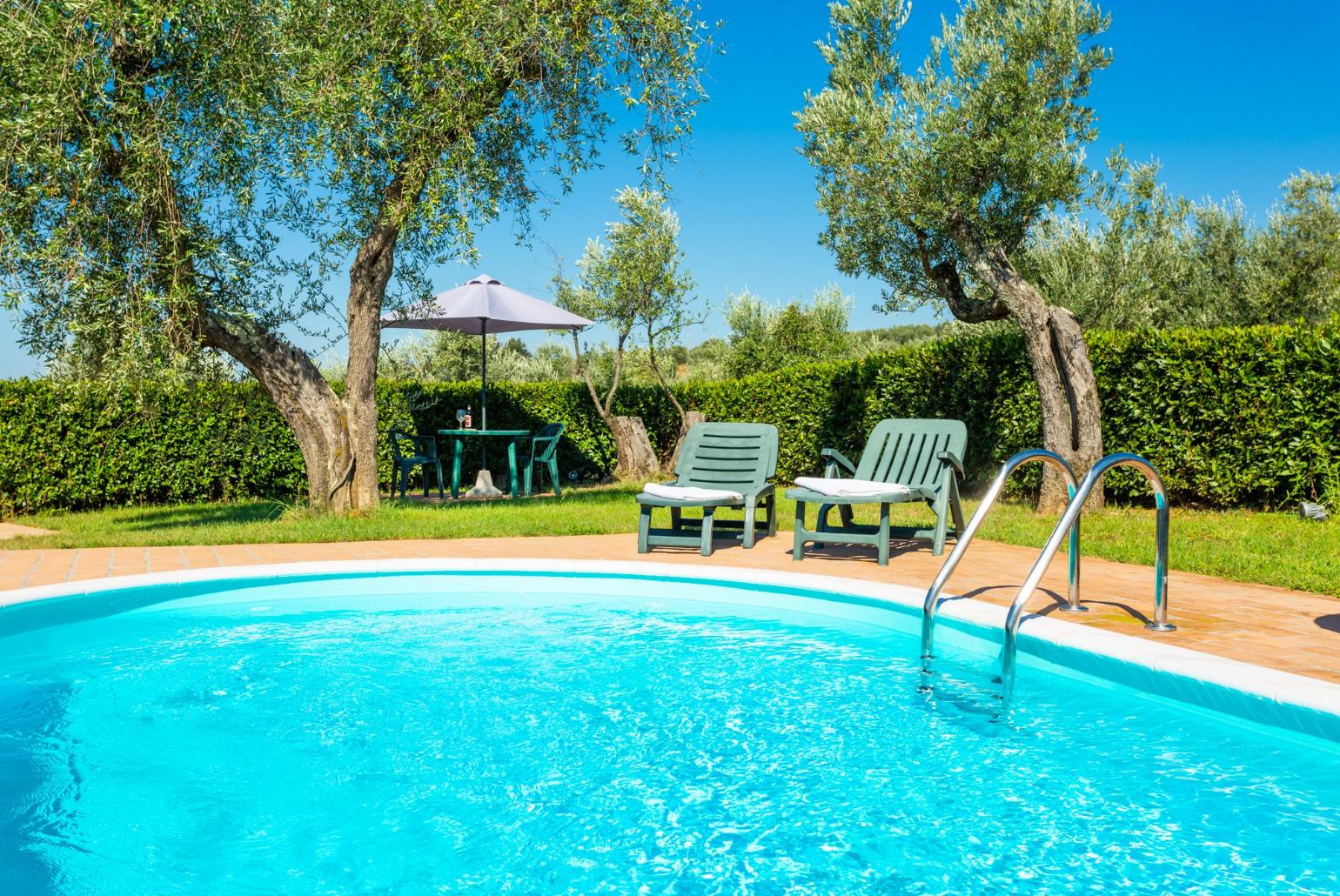 Private pool, terrace, and garden