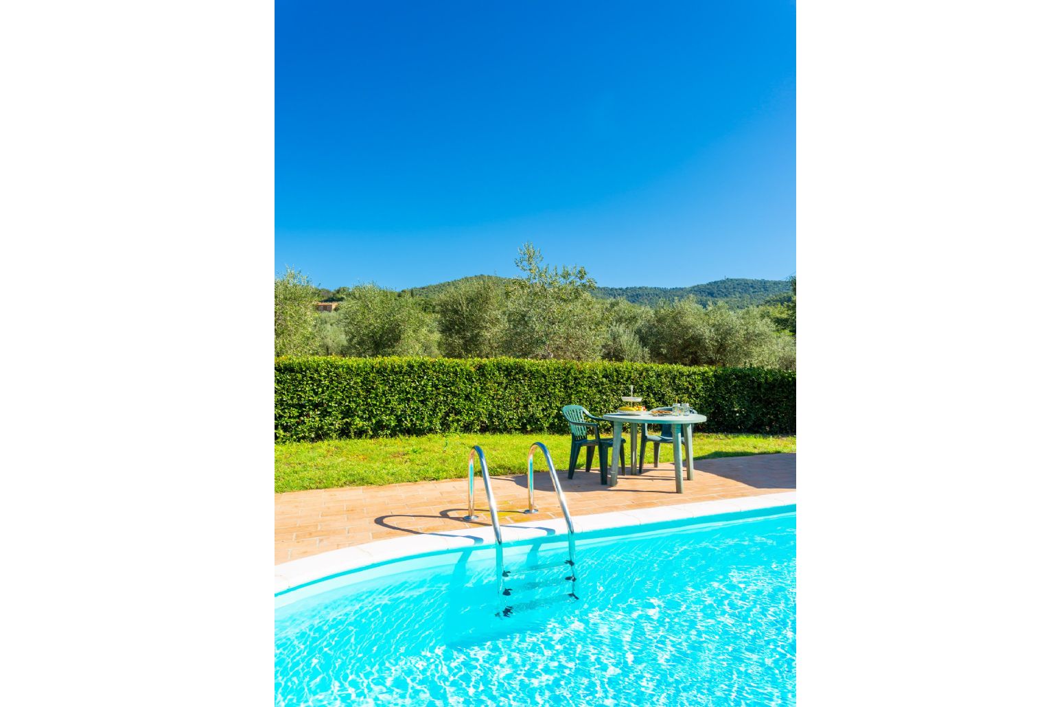 Private pool, terrace, and garden