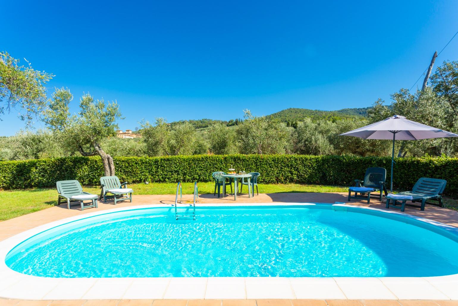 Private pool, terrace, and garden