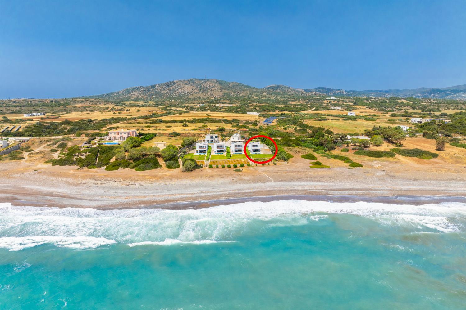 Aerial view showing location of villa