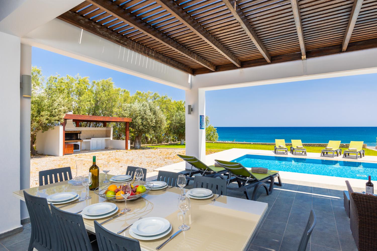 Sheltered terrace area with sea views