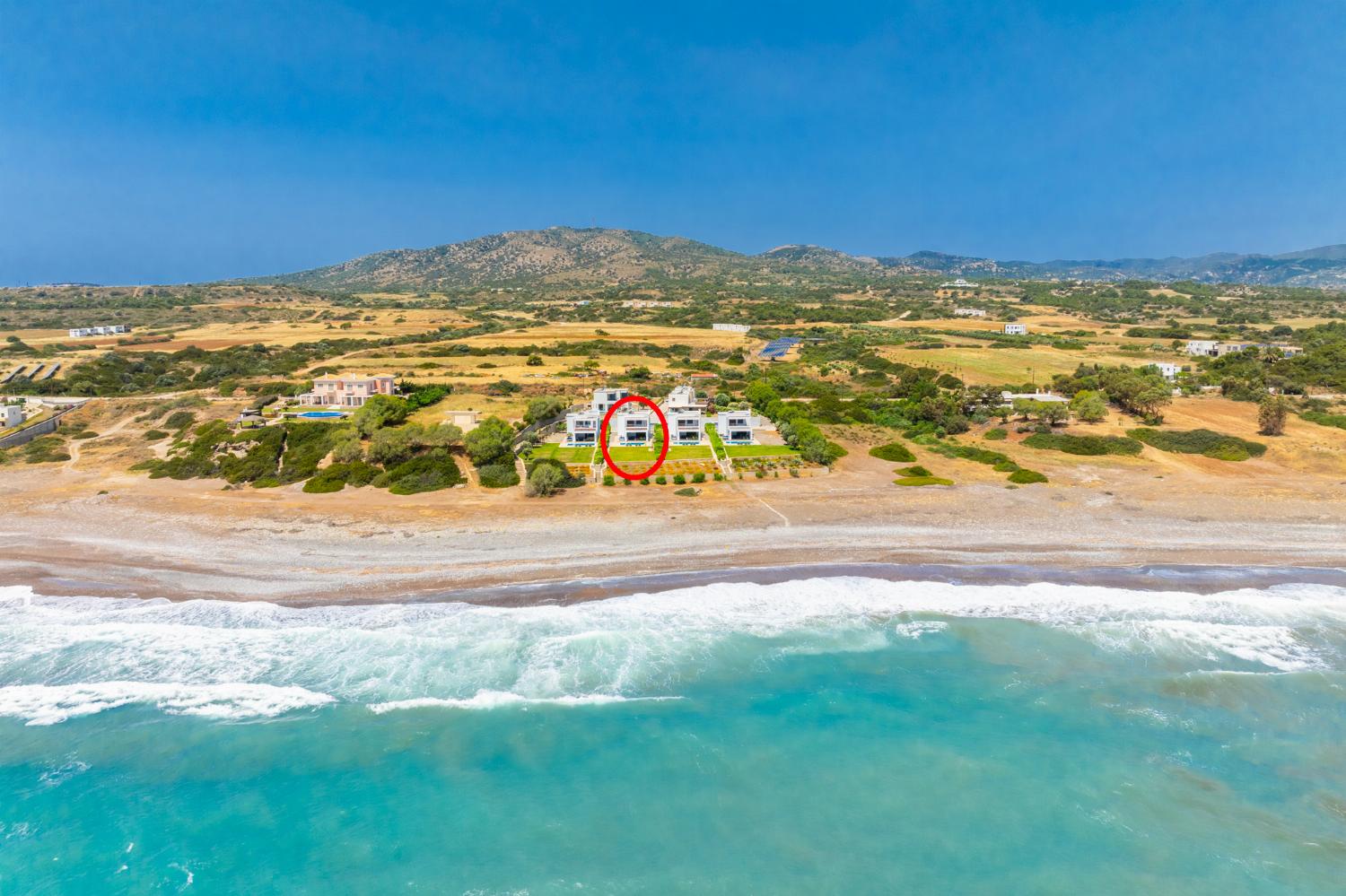 Aerial view showing location of villa