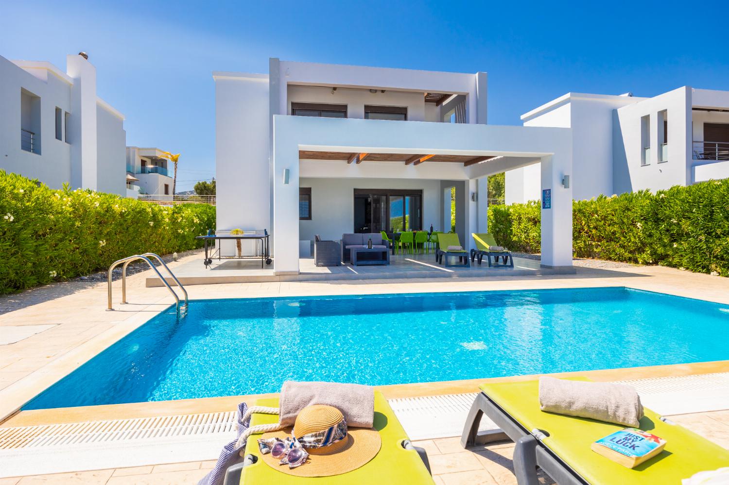 ,Beautiful villa with private pool, terrace, and garden with panoramic sea views