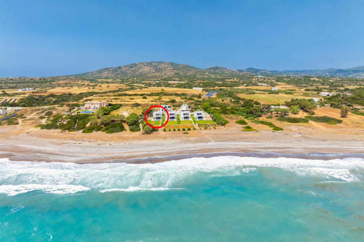 Aerial view showing location of villa