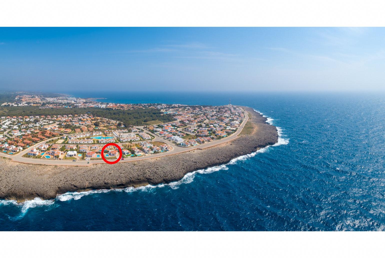 Aerial view showing location of Villa Mar